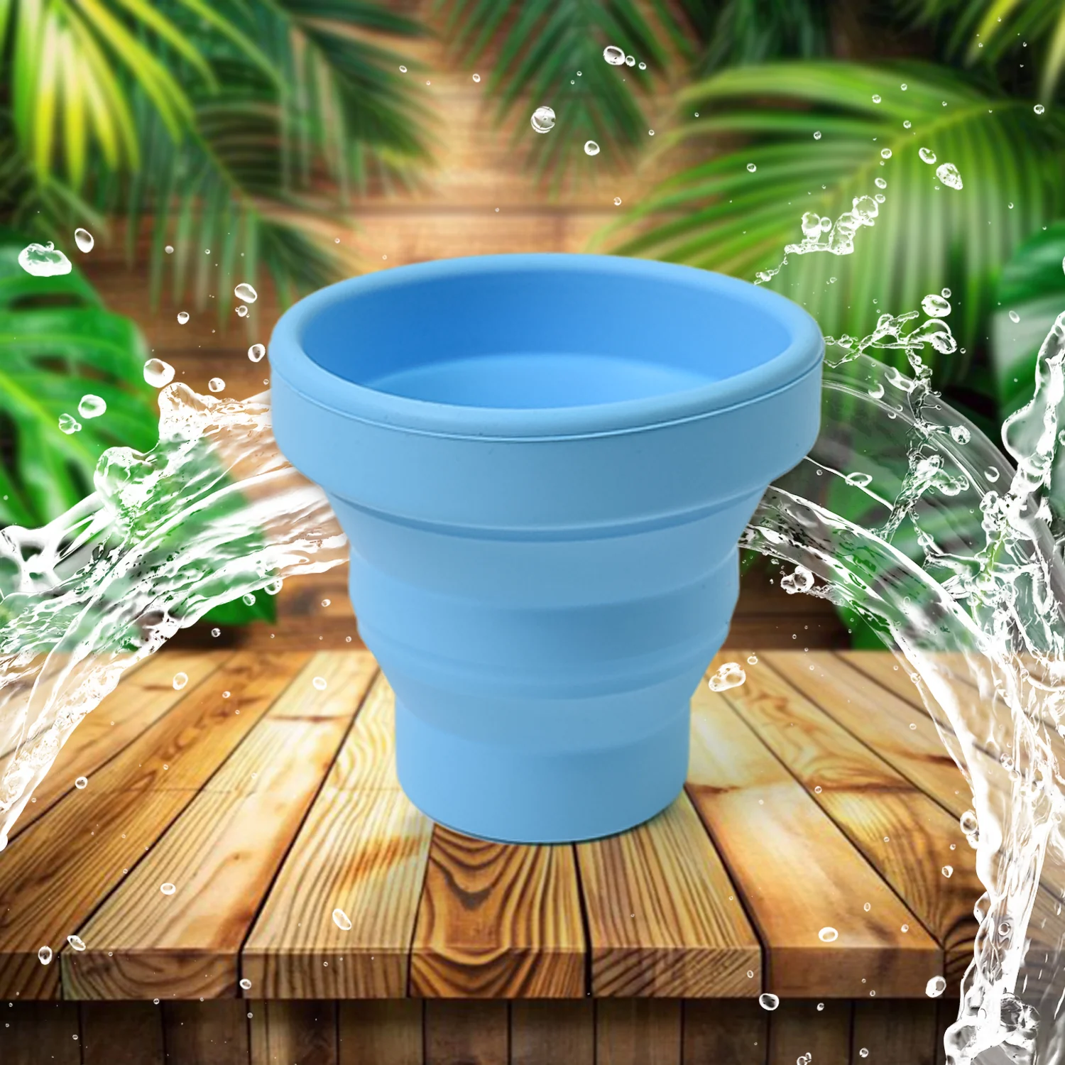 Round Silicone Foldable Glass, Foldable Travel Mug Without Lid (1 Pc) - Image 3