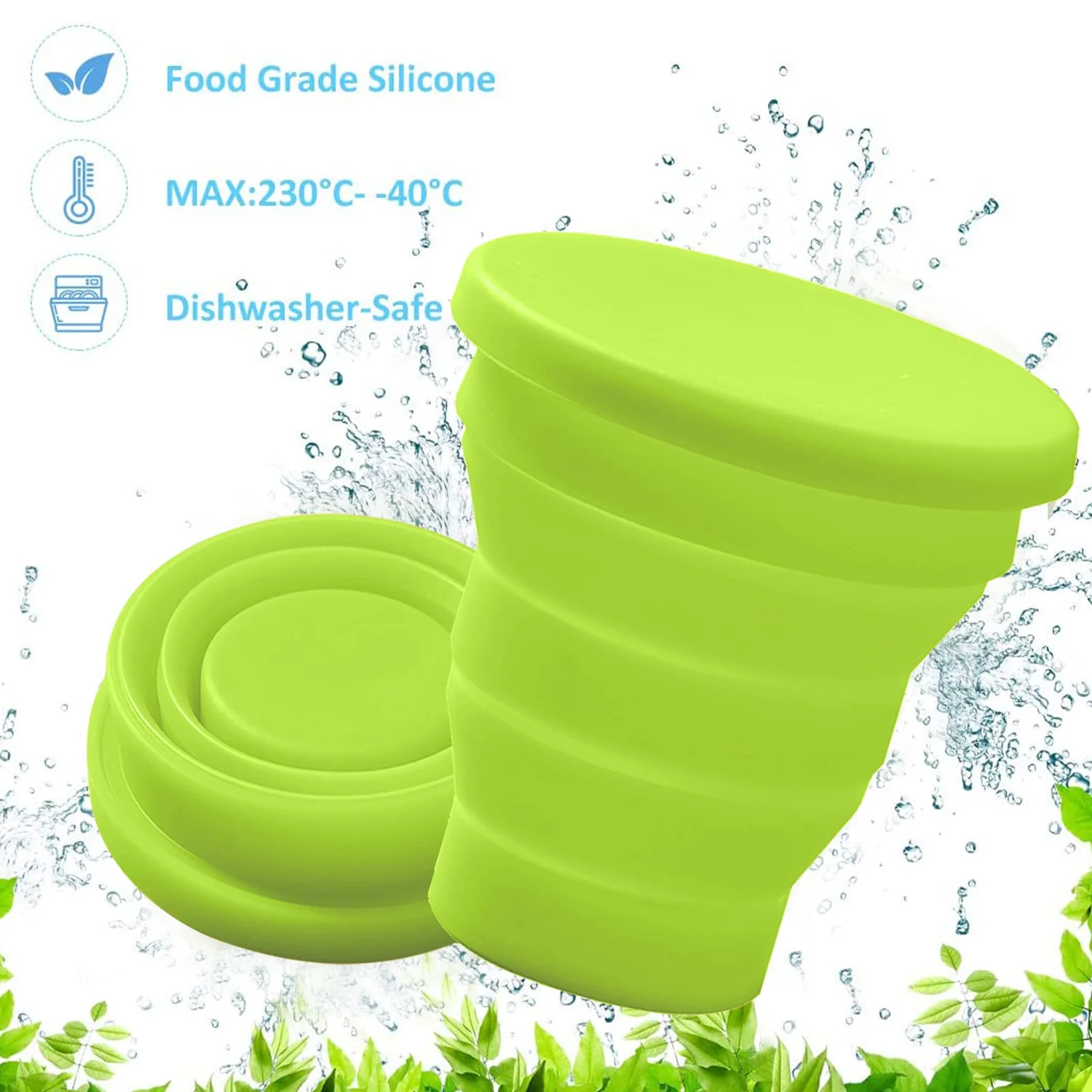Round Silicone Foldable Glass / Cup, Foldable Travel Mug With Lid (1 Pc) - Image 10