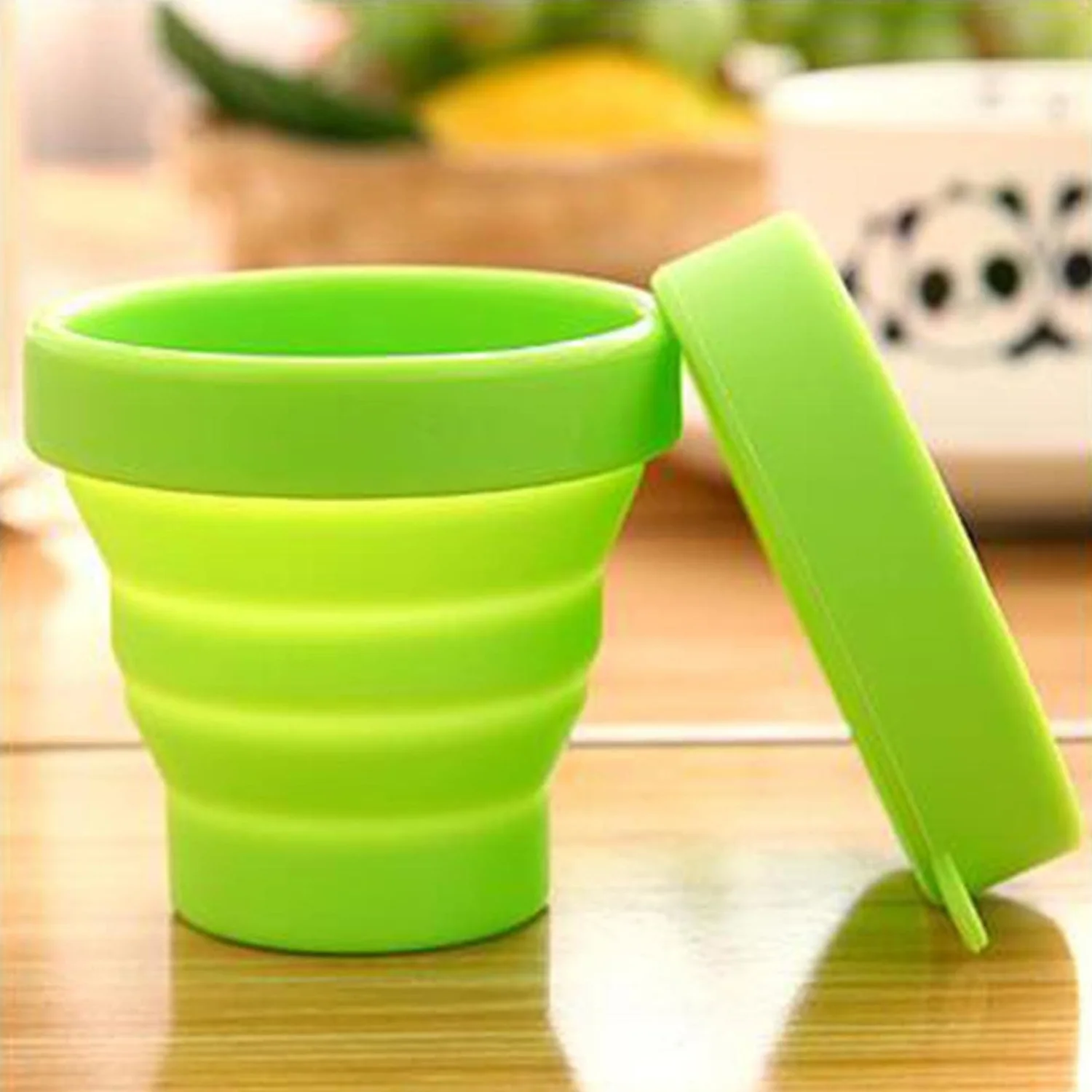 Round Silicone Foldable Glass / Cup, Foldable Travel Mug With Lid (1 Pc) - Image 8