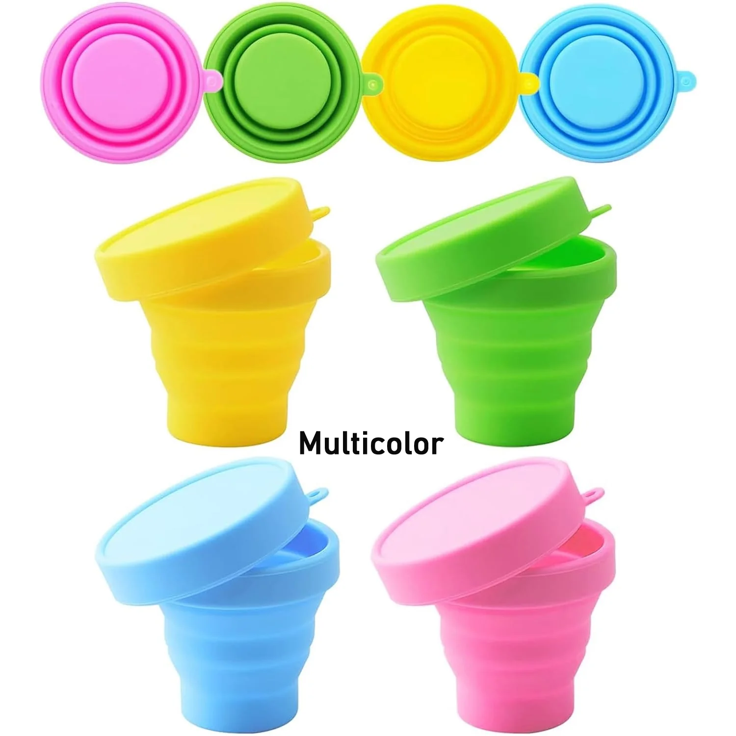 Round Silicone Foldable Glass / Cup, Foldable Travel Mug With Lid (1 Pc) - Image 9
