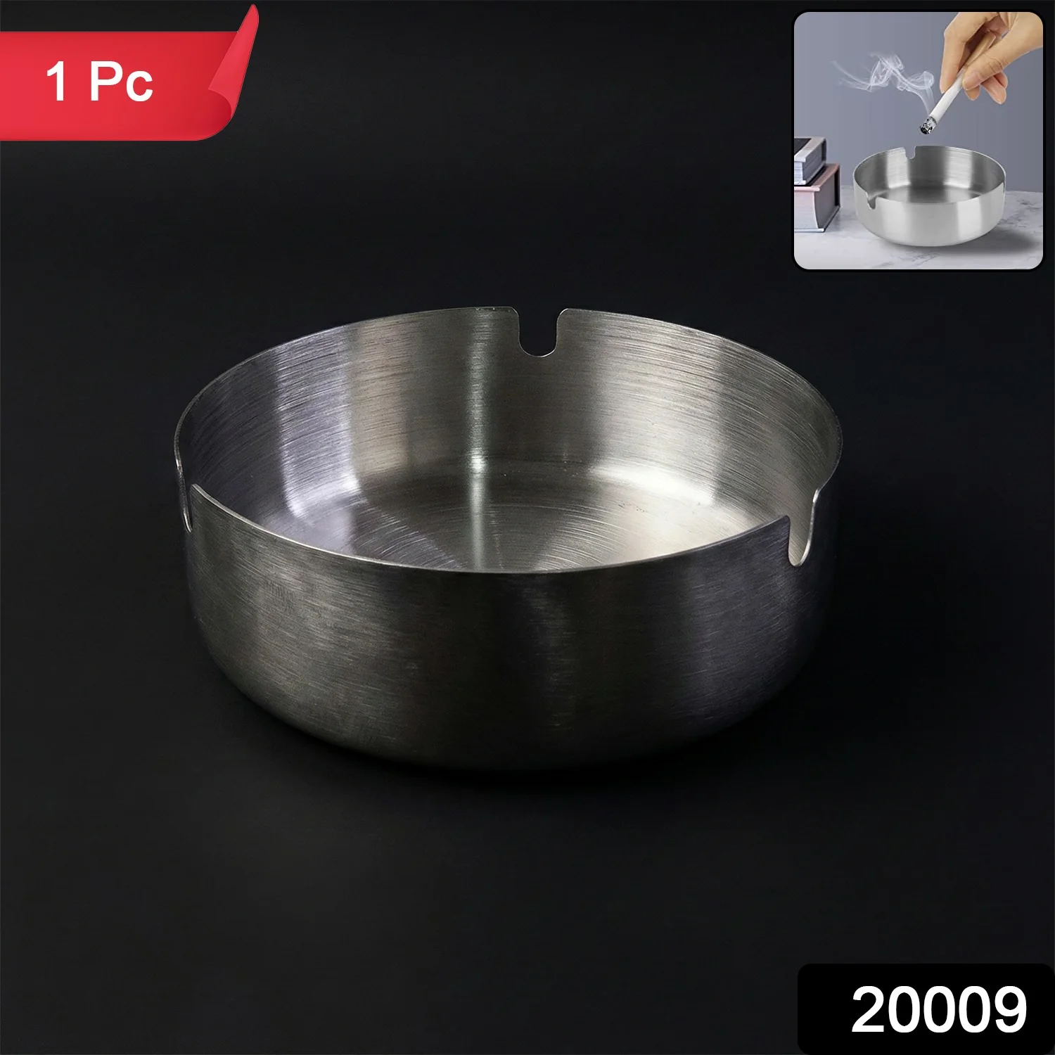 Round Tabletop Cigarette Ashtray with Multiple Rest Slots (1 Pc) - Image 2