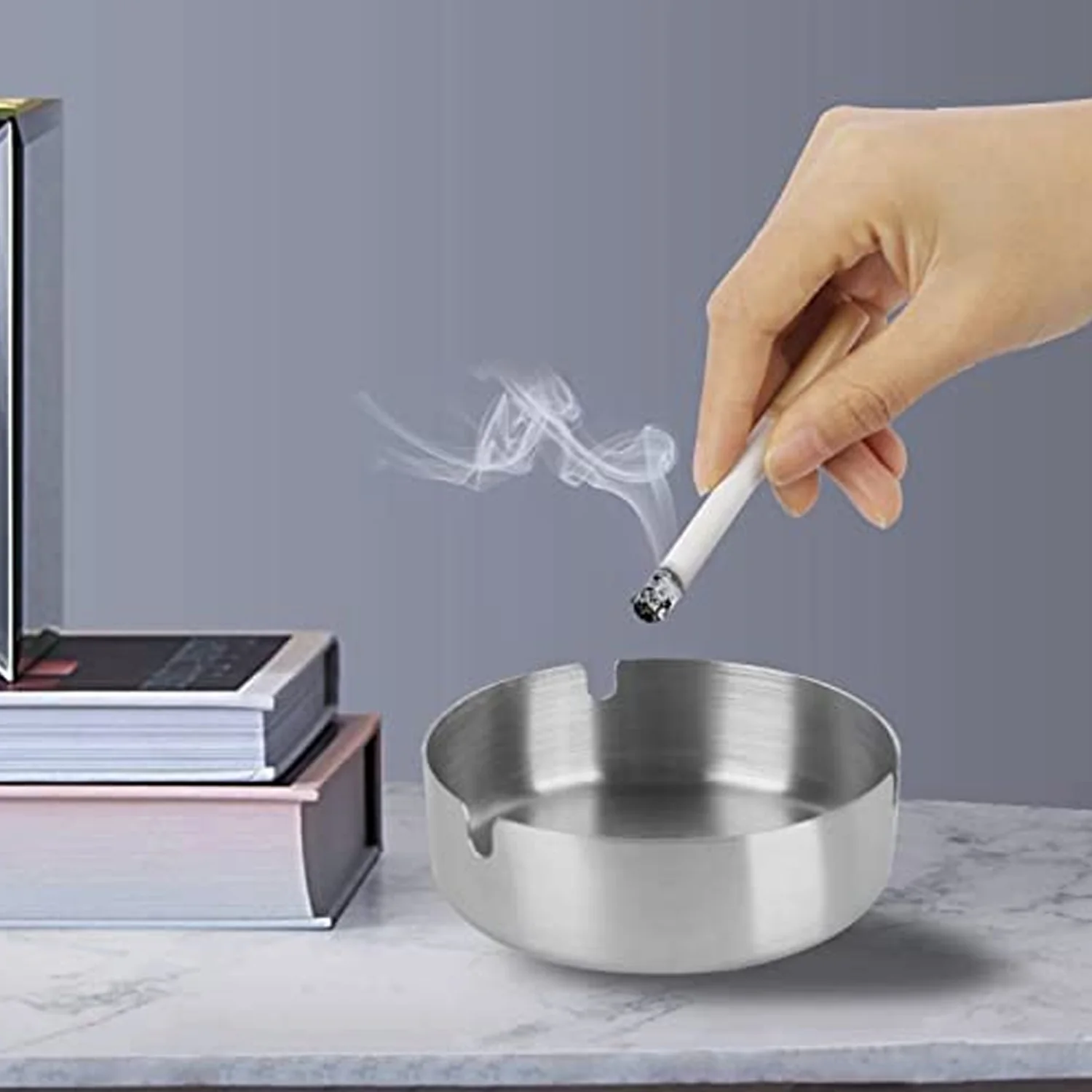 Round Tabletop Cigarette Ashtray with Multiple Rest Slots (1 Pc) - Image 6