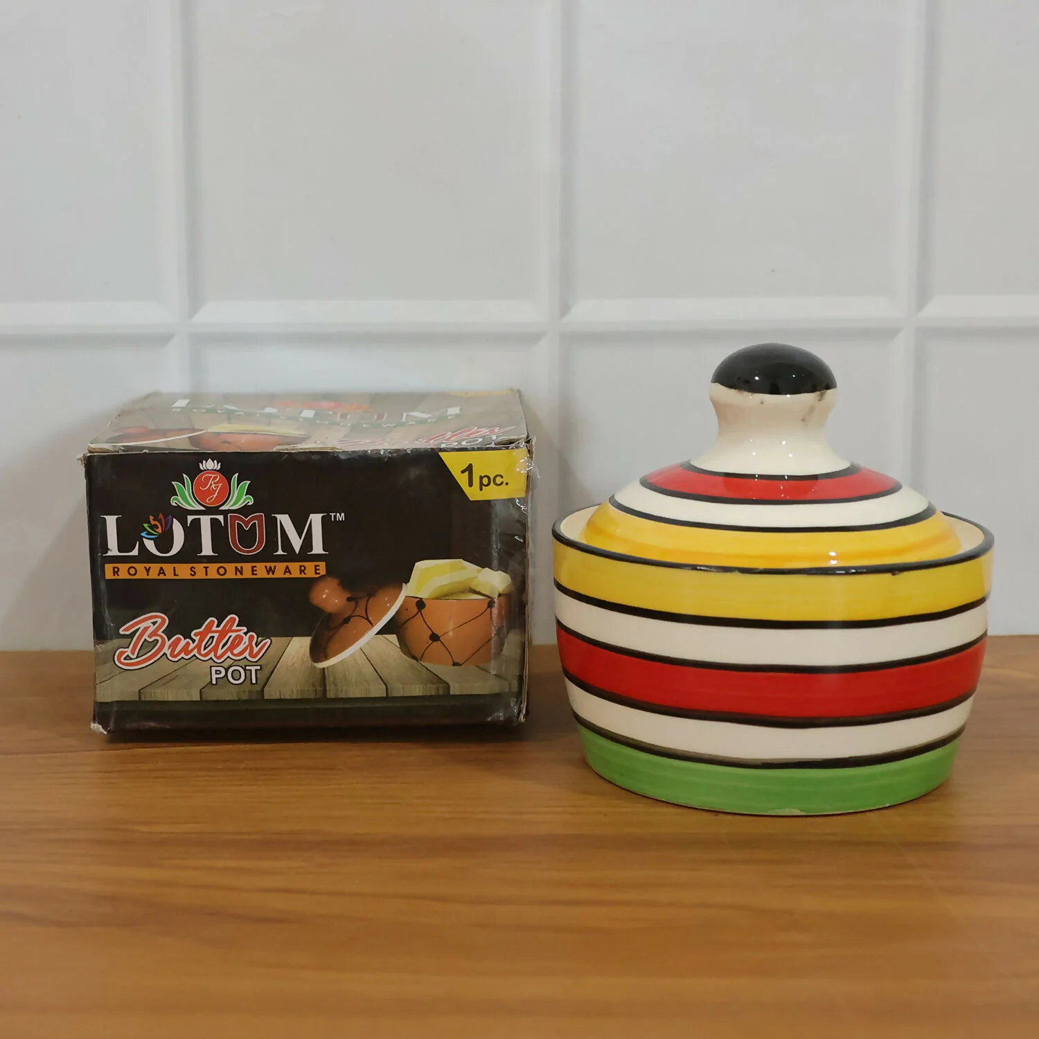Royal Ceramic Butter Pot with Lid Hand Painted Design Butter Dish for Kitchen Dining - Image 6