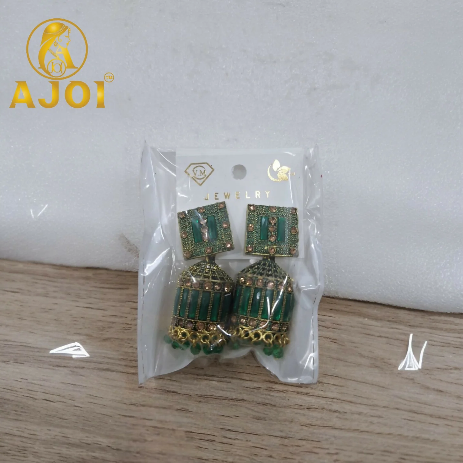 Royal Emerald Green Designer Earrings with Statement Drop and Stone Accents - Image 5