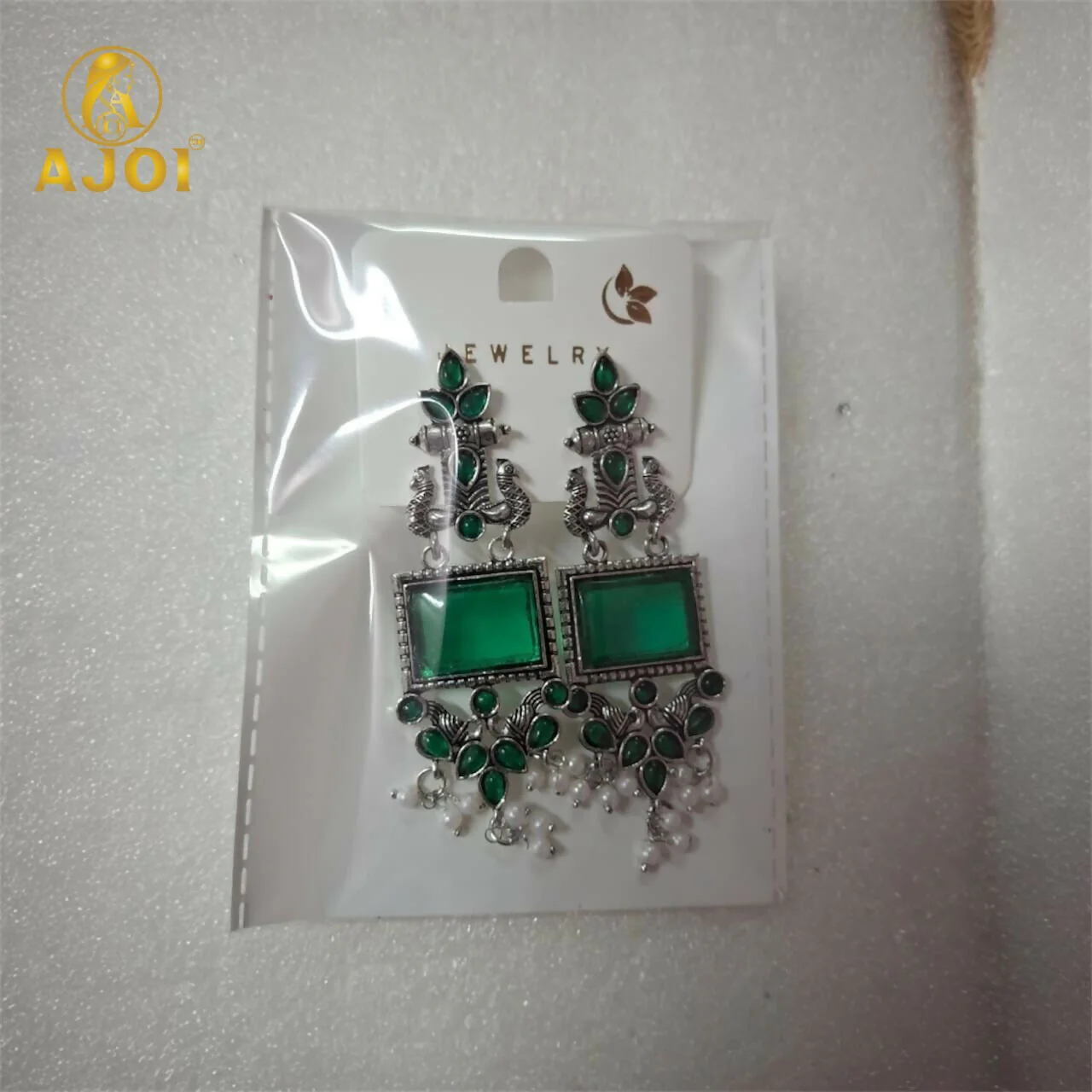 Royal Green Kundan & Pearl Antique Silver Earrings Women And Girls. - Image 5
