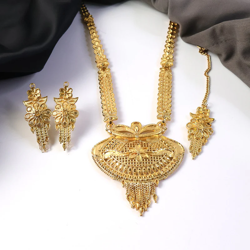Royal Heritage Gold-Plated Bridal Necklace Set for Weddings - Image 6