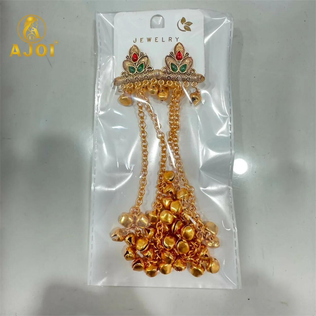 Royal Kashmiri Long Chain Ghungroo Drop Earrings. - Image 6