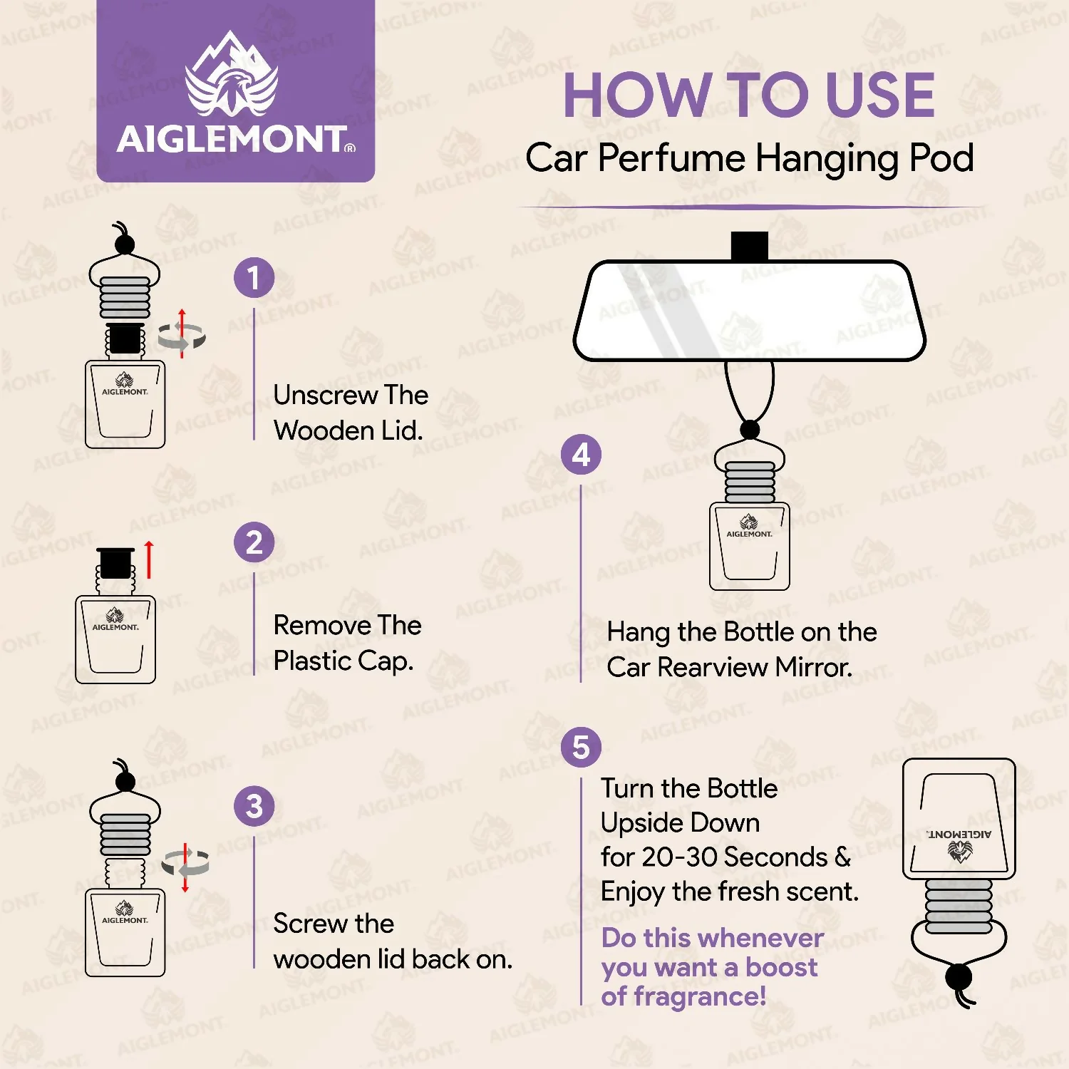 Royal Lavender Car Perfume Hanging Pod Long Lasting Air Freshener Premium (10ml) - Image 4