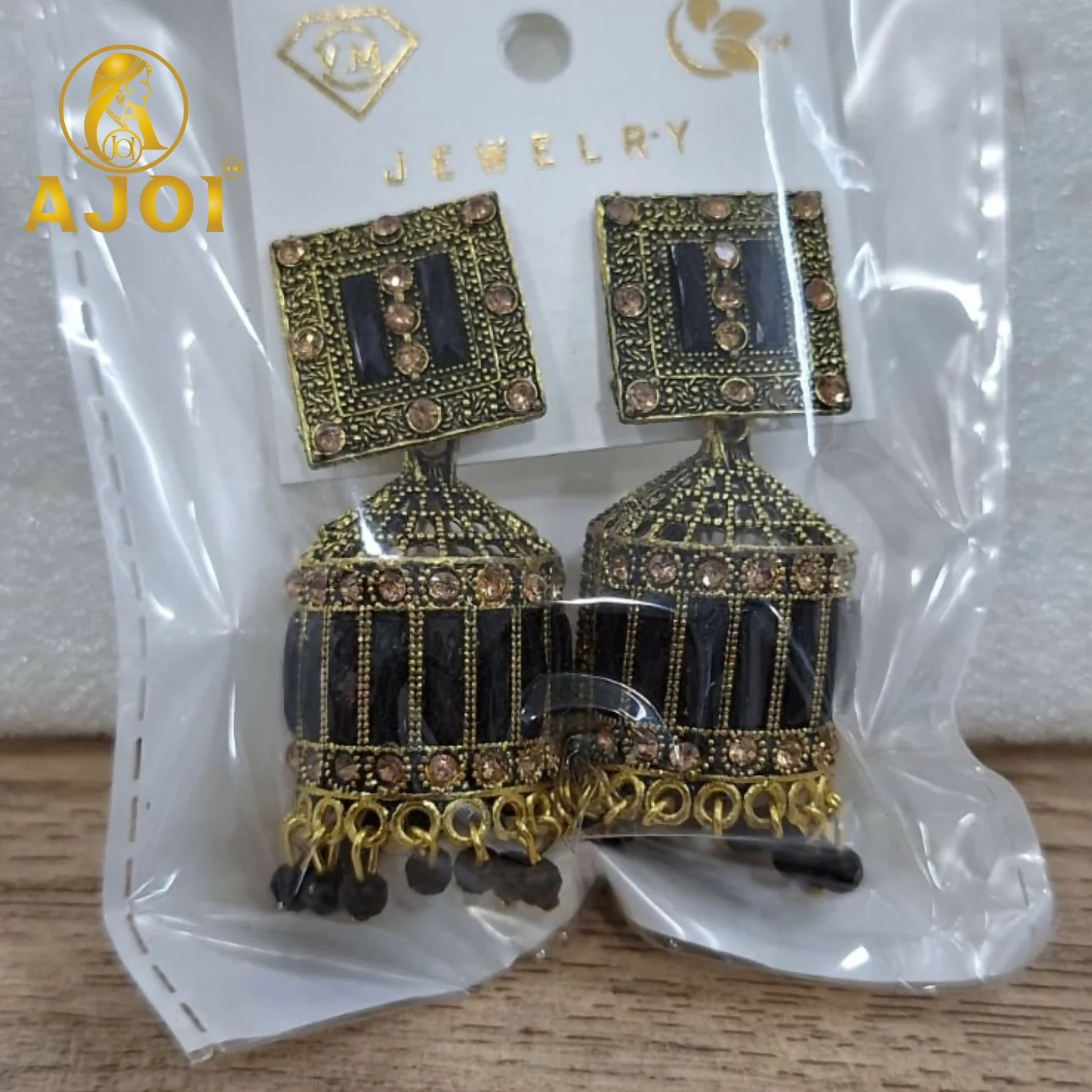 Royal Midnight Black Designer Earrings with Elegant Drop and Statement Detailing - Image 5