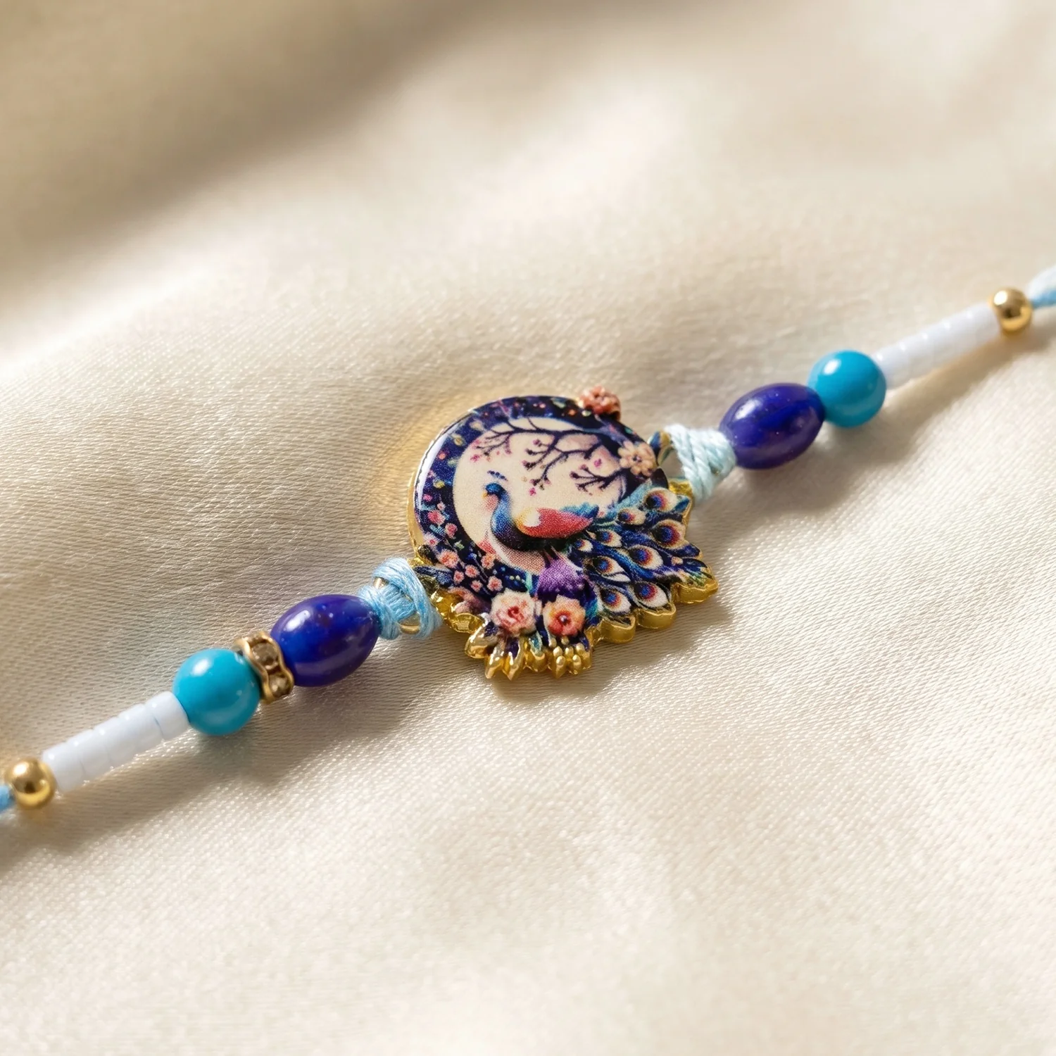 Royal Mughal Peacock Designer Rakhi - Image 3