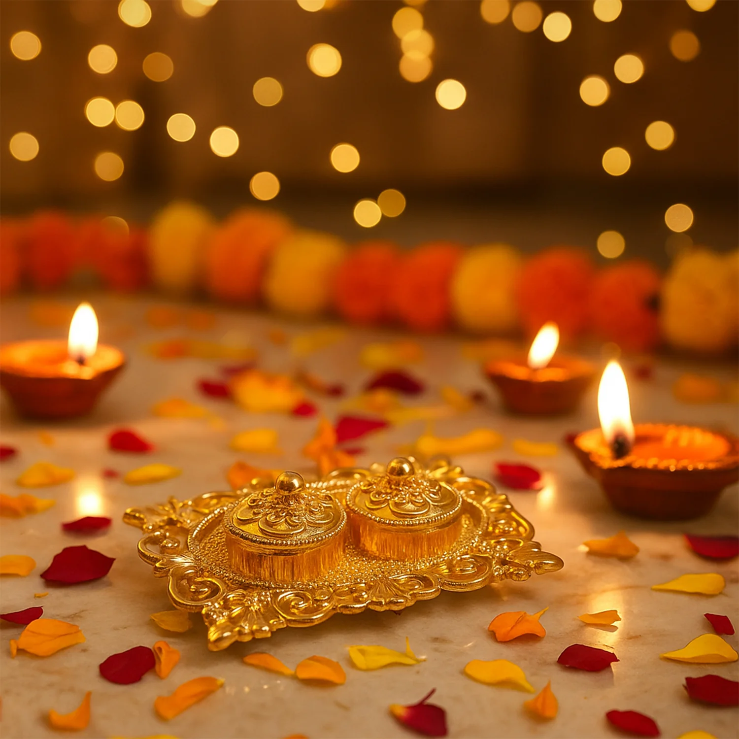 Royal Ornate Oval Pooja Thali - (1 Pc) - Image 6