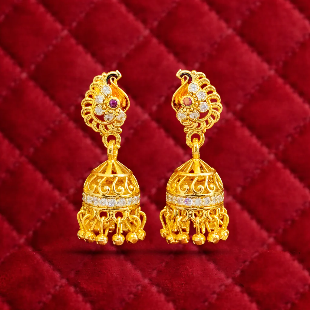 Royal Peacock Inspired Designer Earrings - Image 2