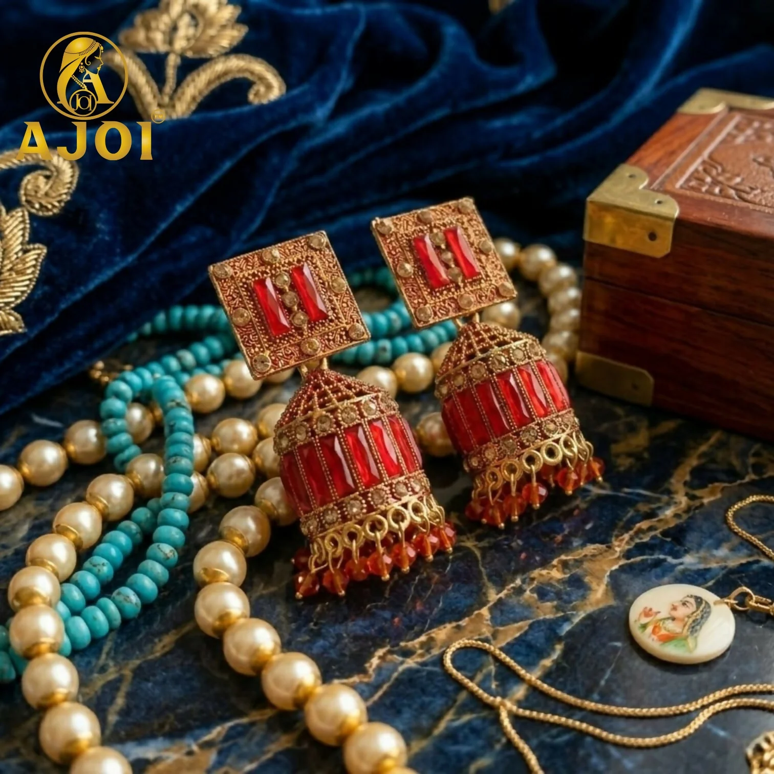 Royal Red Temple Earrings - Image 4