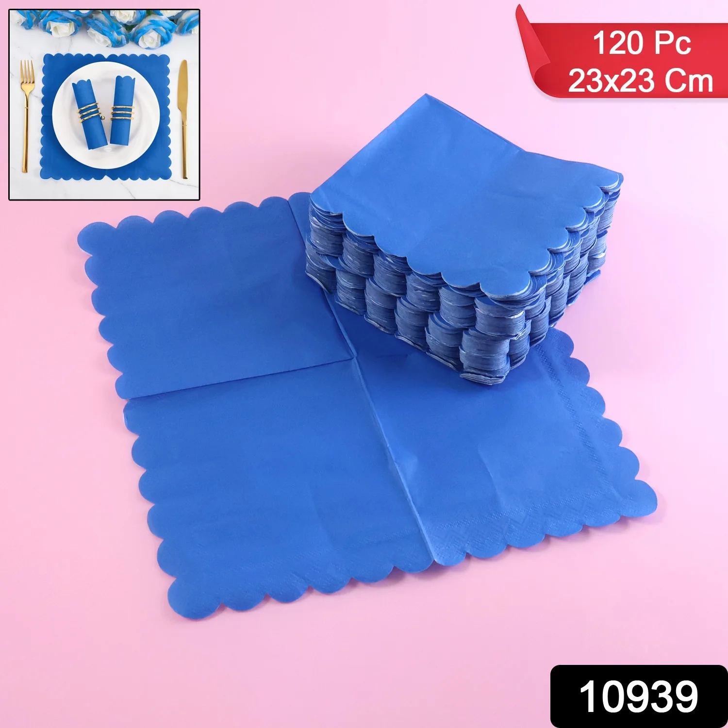 Royal Scalloped Disposable Paper Napkins (23 x 23 Cm / Approx 120 Pc) - Image 2