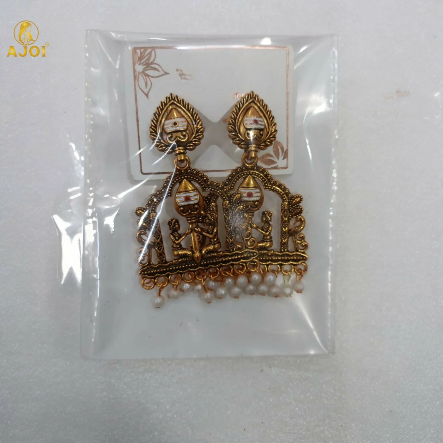 Royal Temple Muse Gold-Tone Jhumka Earrings with Pearl Danglers - Image 6