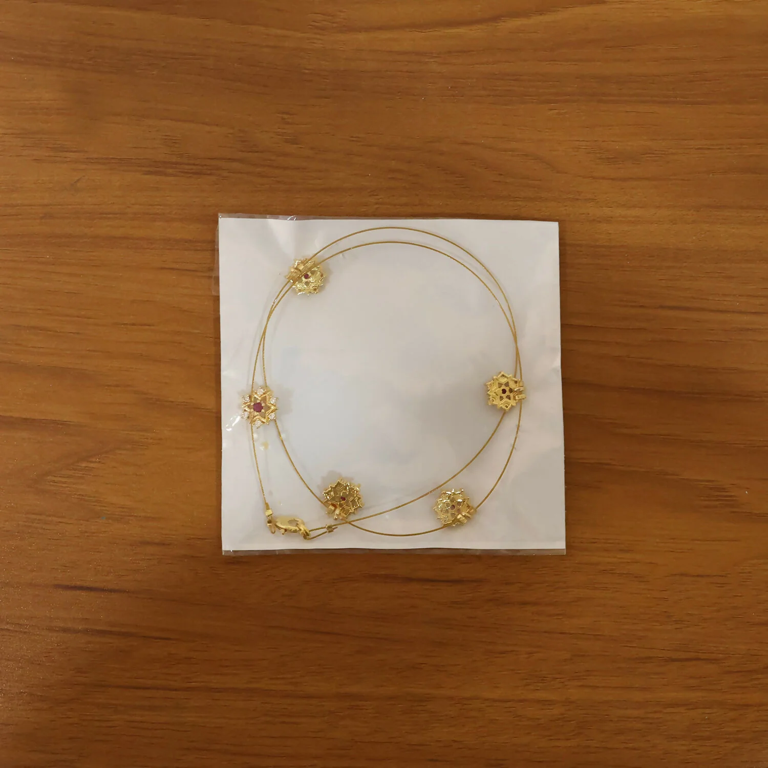 Ruby Blossom Floral Necklace Elegant Golden Petal Design Stylish Chain Jewelry - Image 5