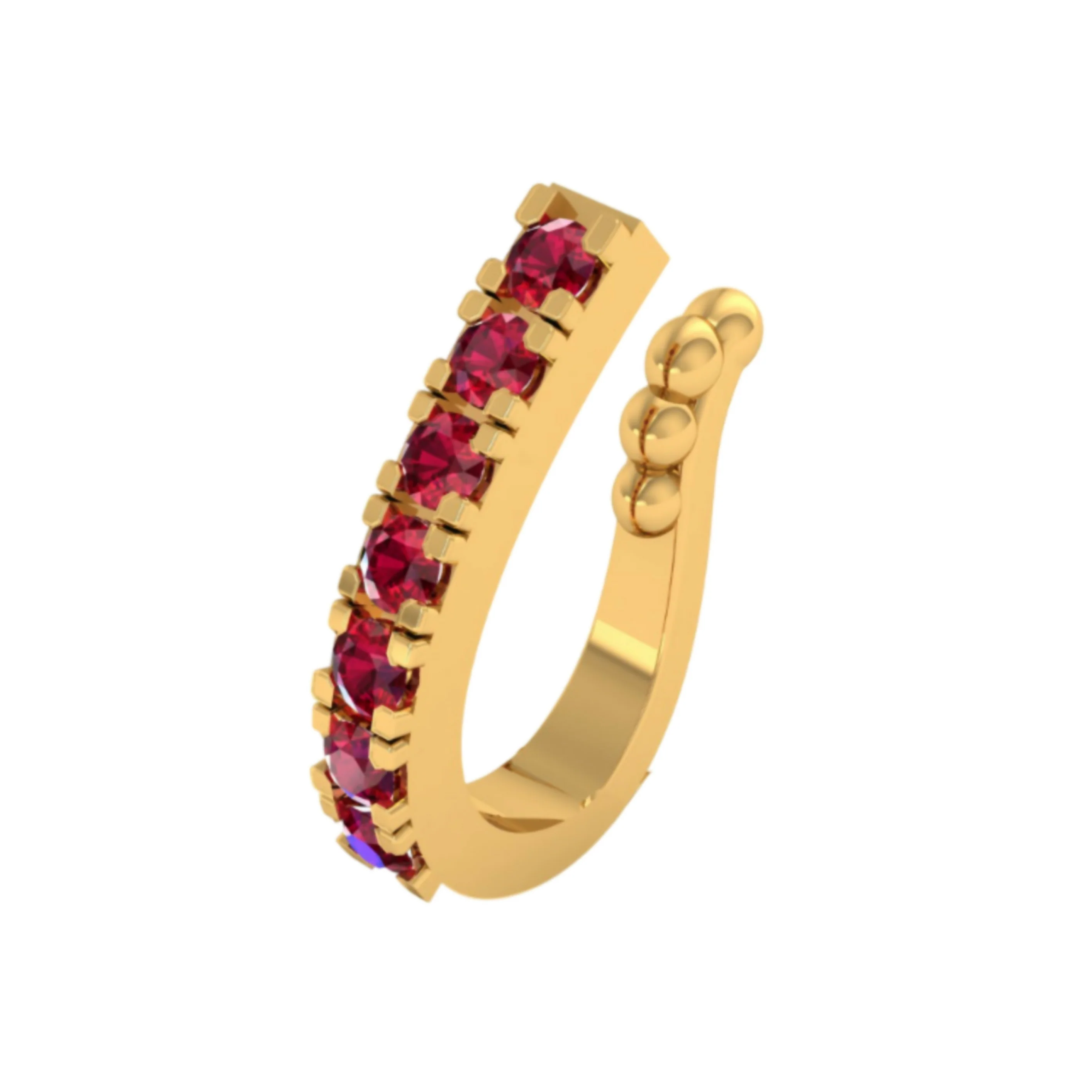 Ruby Stone Gold Plated Nose Clip - Non-Piercing Nath - Image 2
