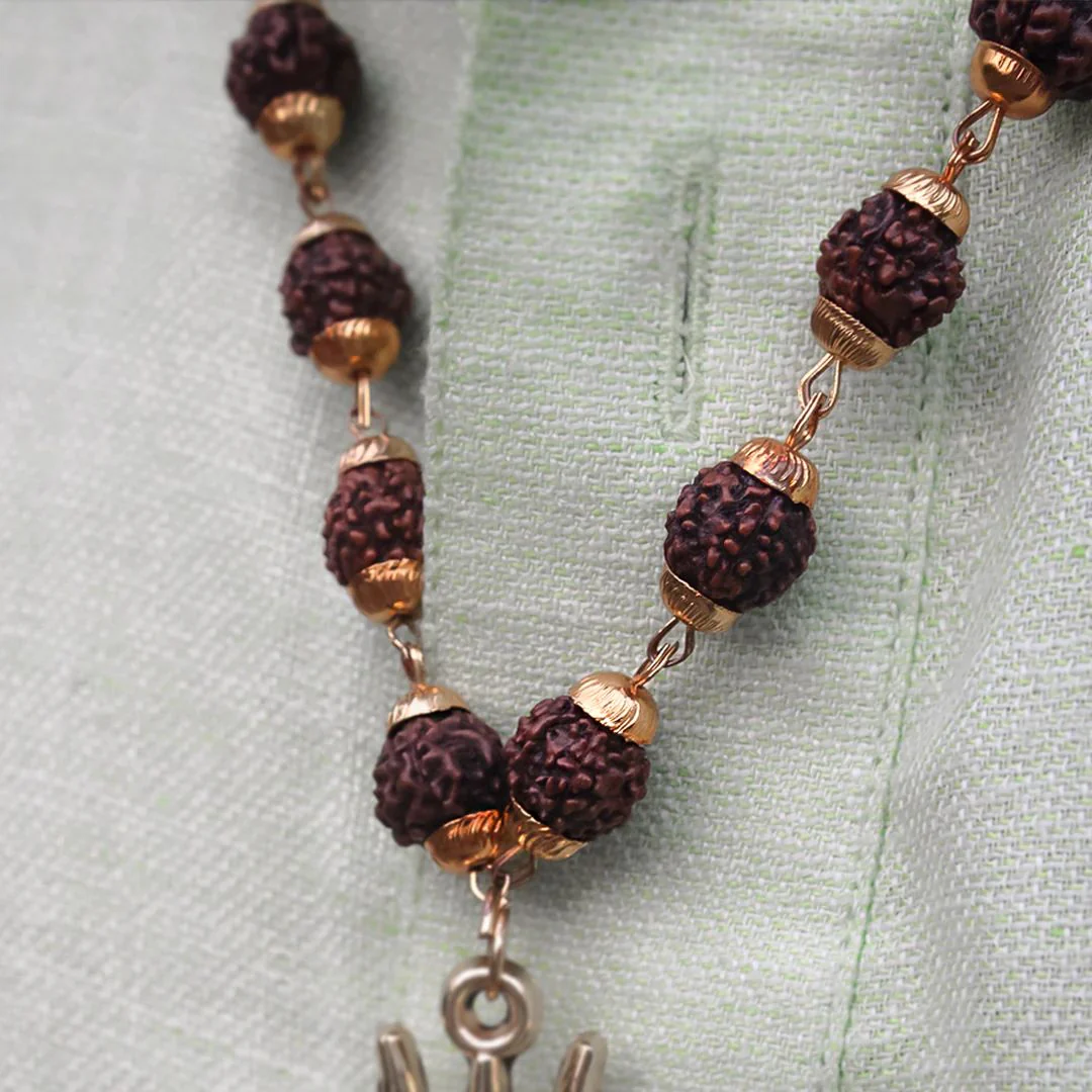 OM Shiva Trishool Rudraksha Necklace 54 Beads - Image 4