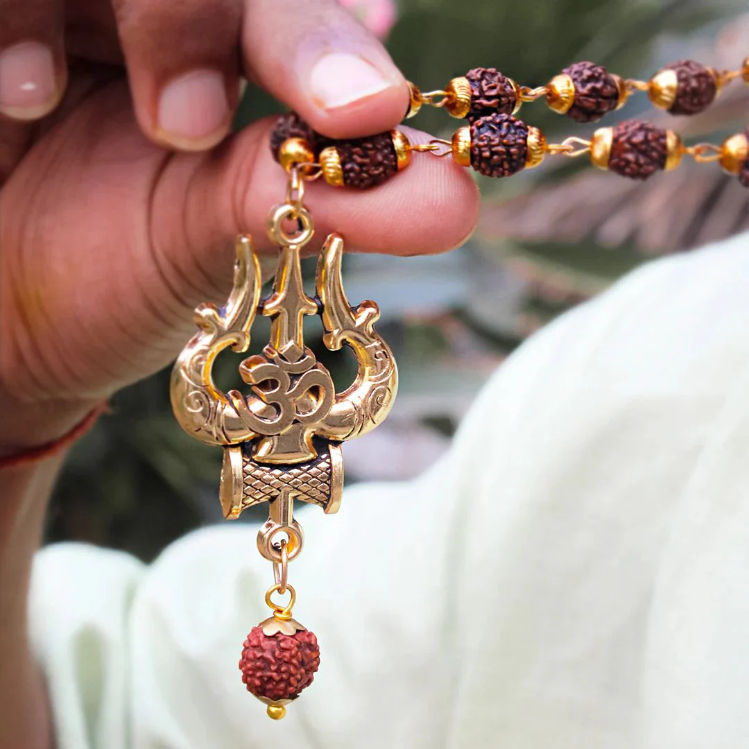 OM Shiva Trishool Rudraksha Necklace 54 Beads - Image 5