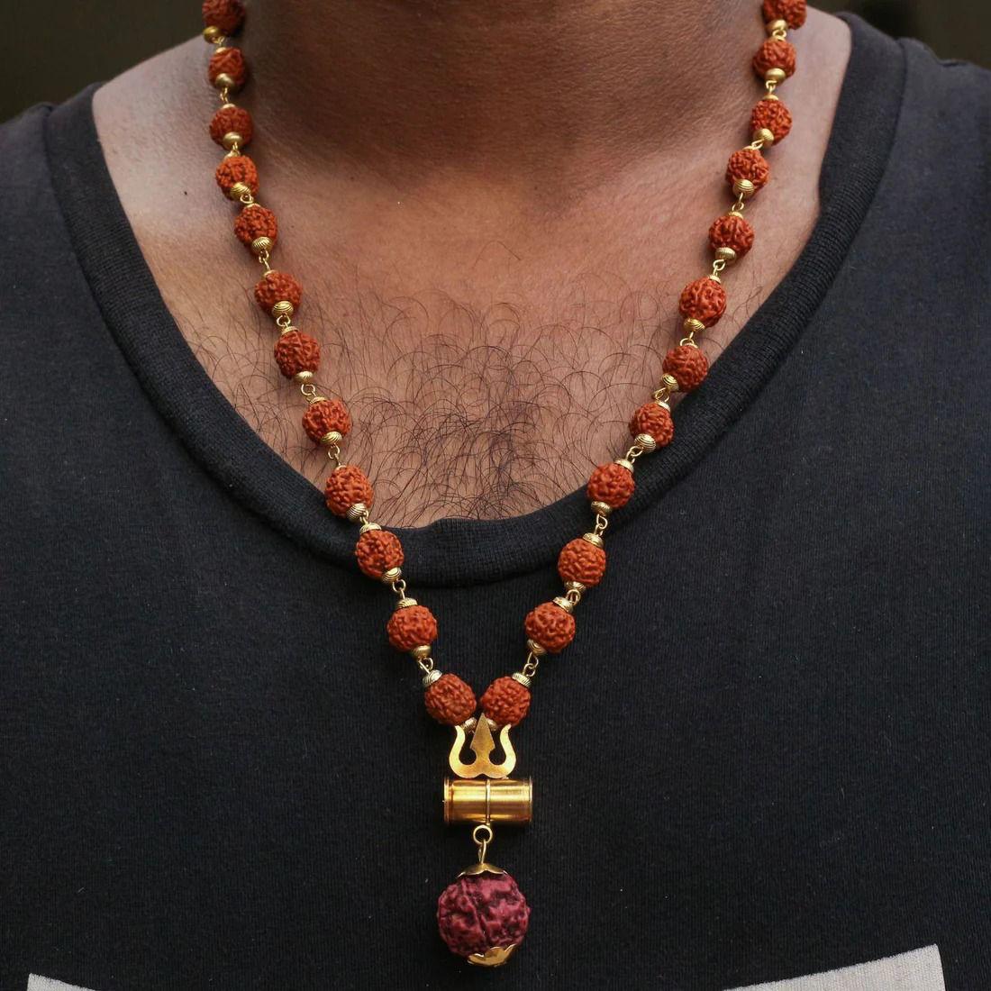 Shiva Damroo Trishool Rudraksh Necklace For Boys - Image 3