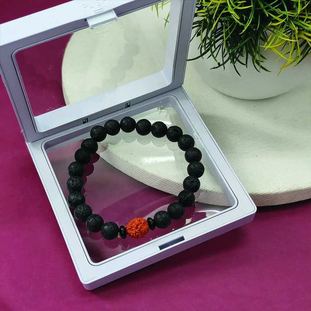 Rudraksha and Lava Bracelet for Men and Women - Image 2