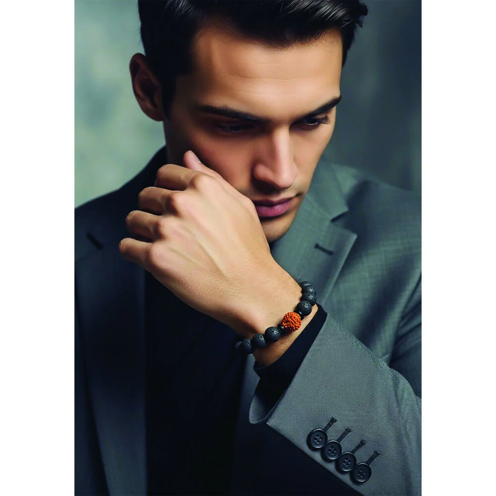 Rudraksha and Lava Bracelet for Men and Women - Image 4