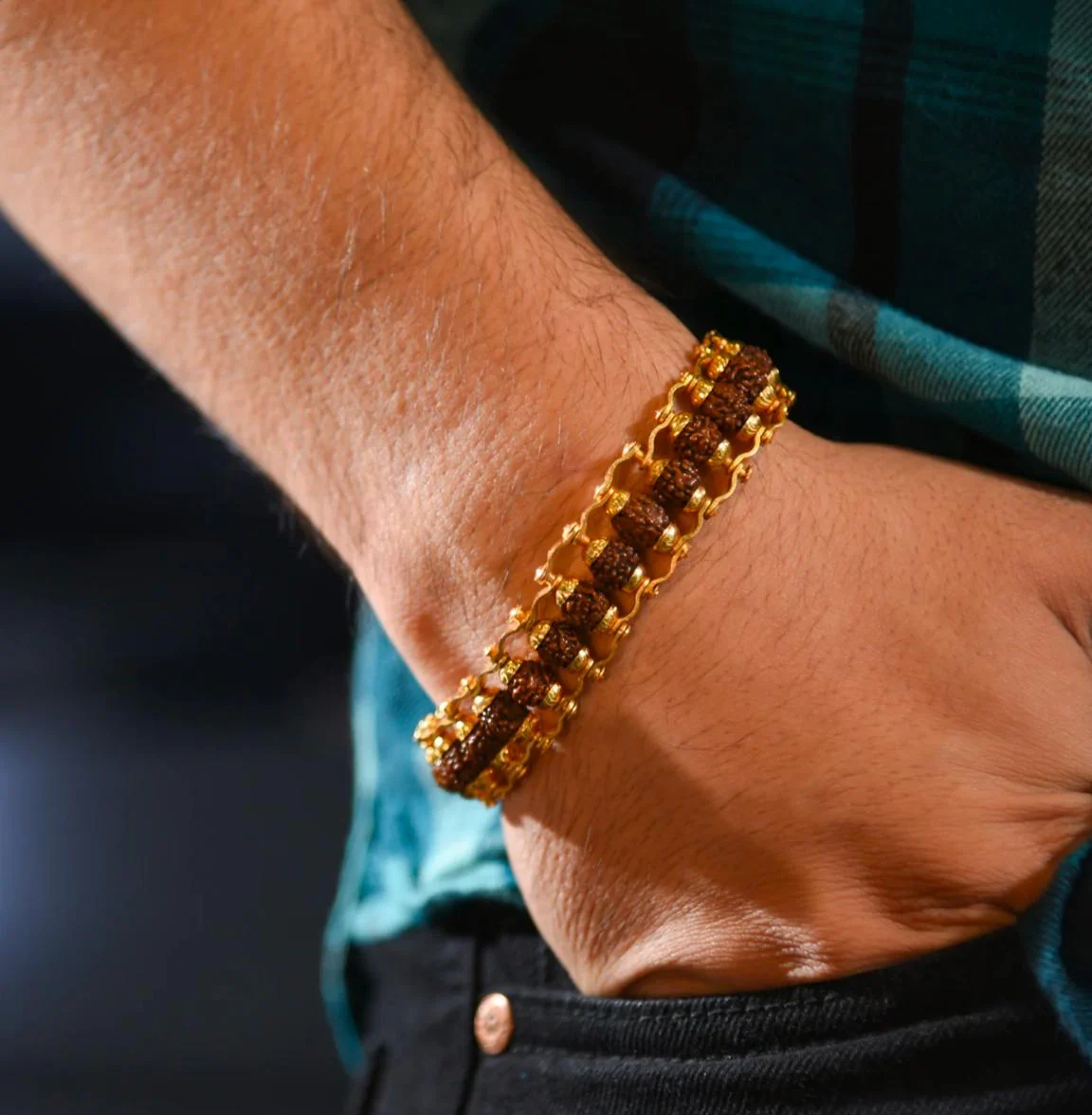 Rudraksha Bangle Bracelet Unisex - Image 2
