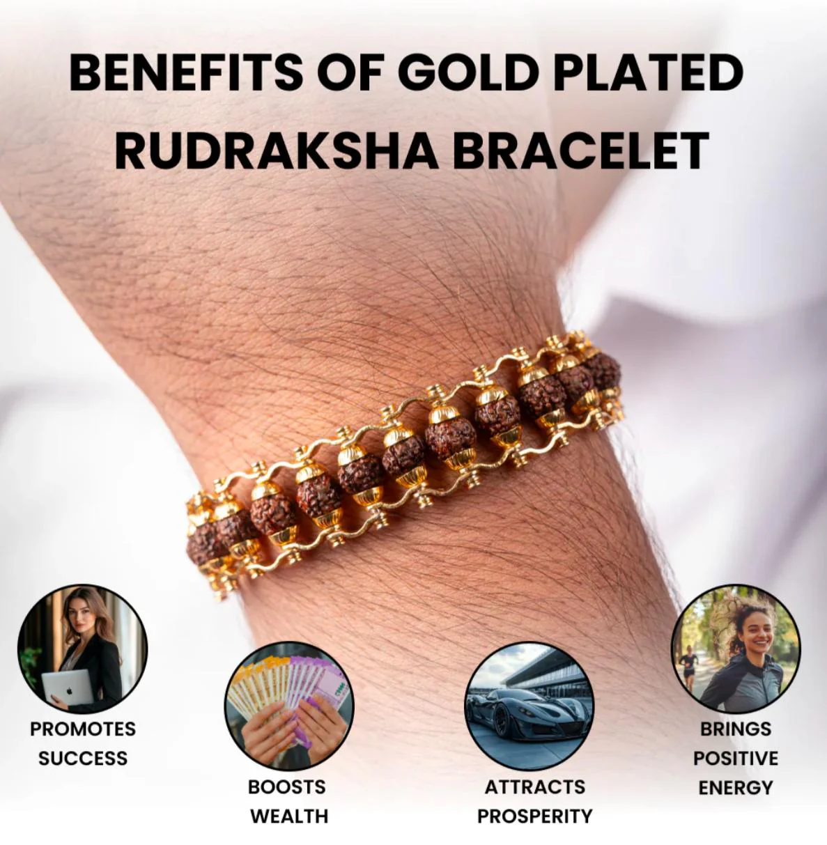 Rudraksha Bangle Bracelet Unisex - Image 5