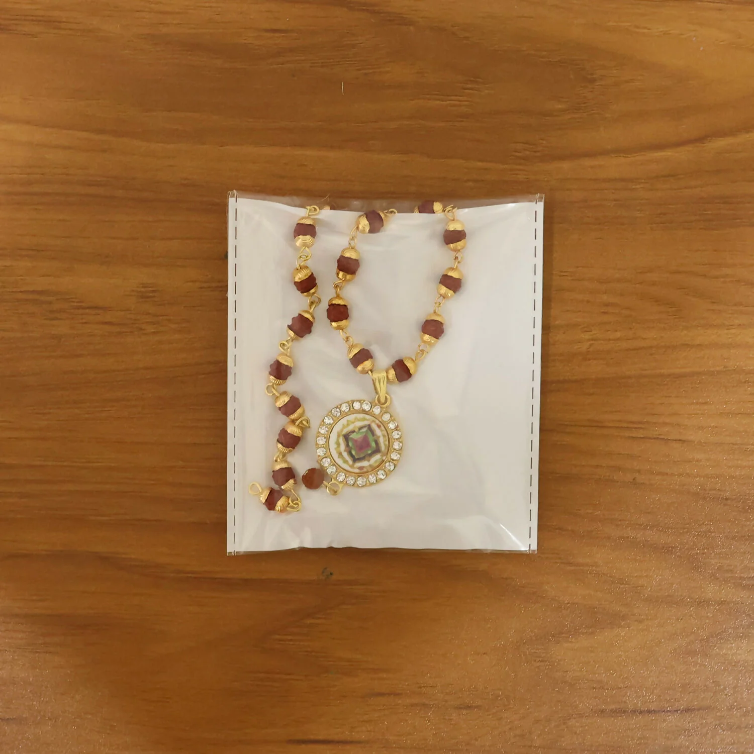 Rudraksha Gold Necklace & Bracelet Set with Designer Pendant - Image 6