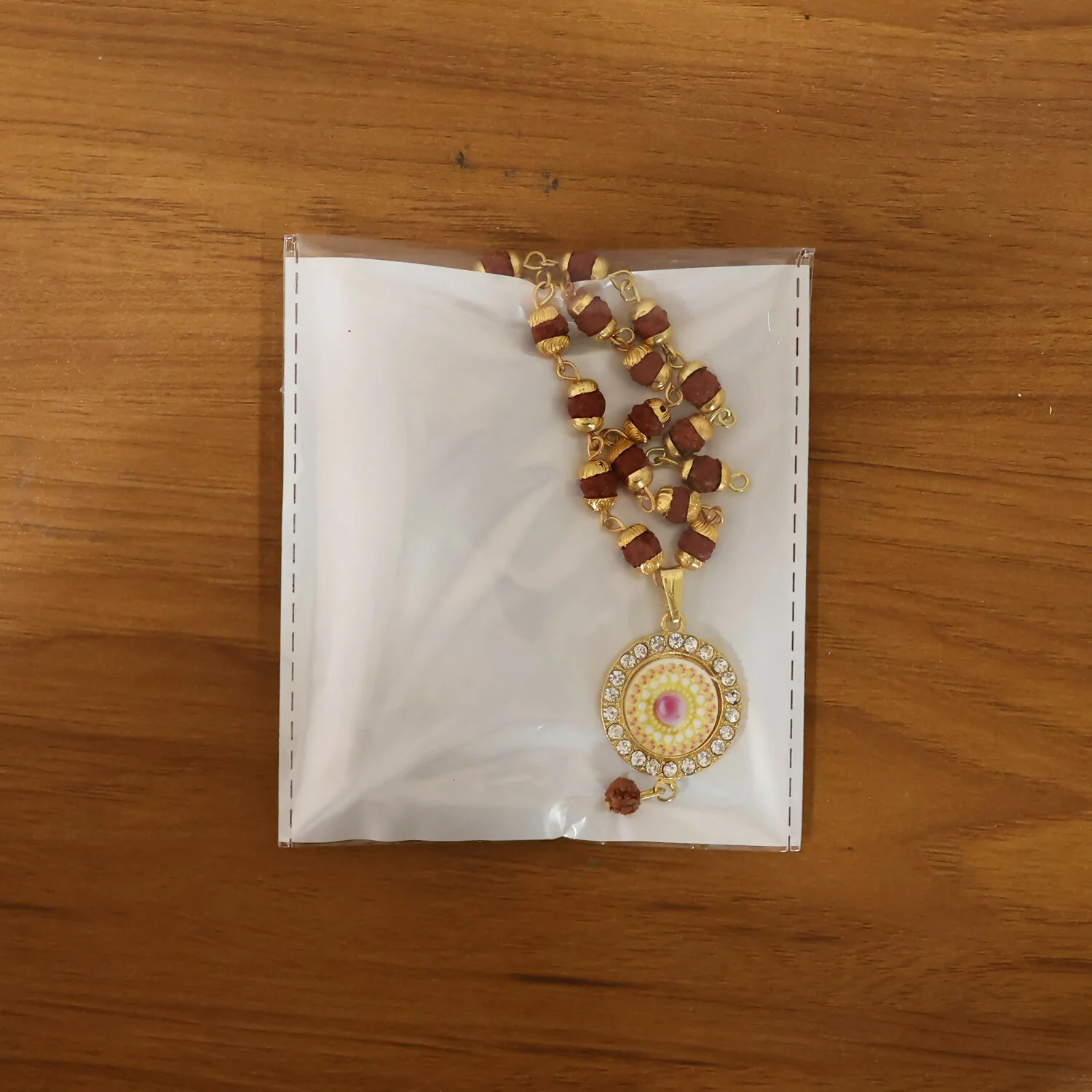 Rudraksha Gold Necklace & Bracelet Set with Designer Pendant - Image 6