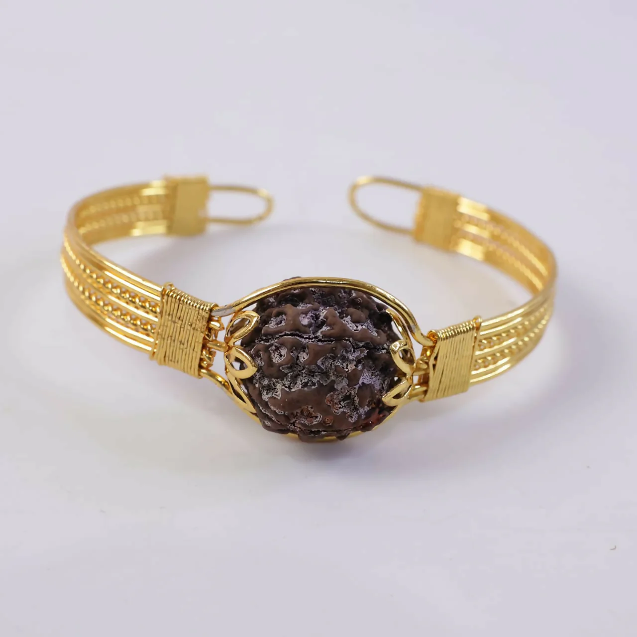 Rudraksha Gold Plated Bracelet Spiritual Healing Bead Kada for Men - Image 5