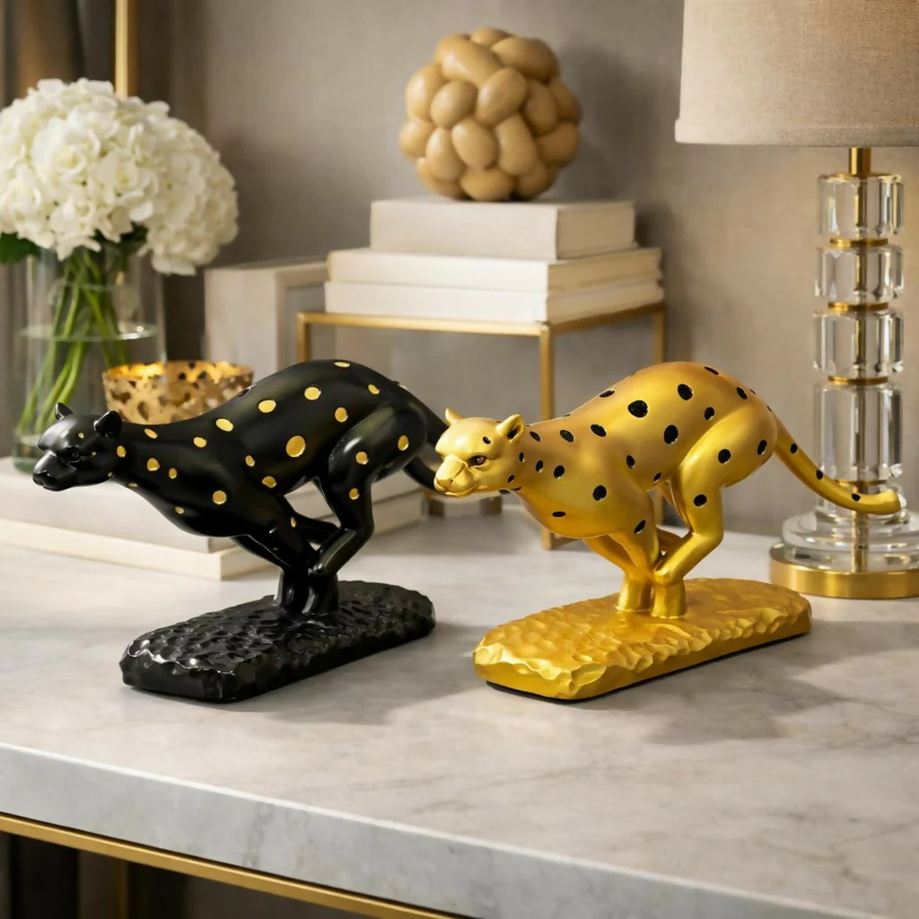 Running Leopard Showpiece Statue for Home Decor Tabletop - Image 3