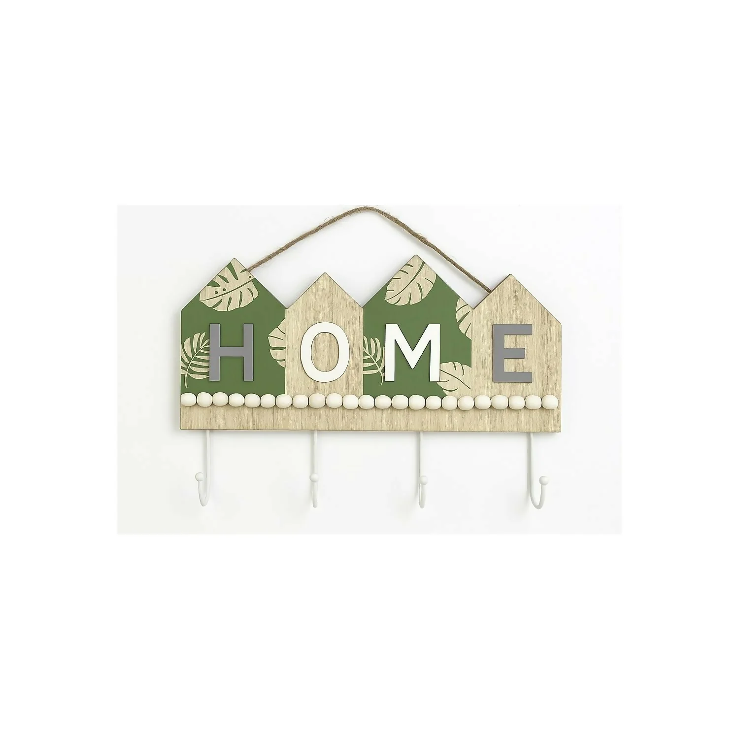 Rustic Wooden Wall Key Holder with “HOME” Letter Design – Decorative Wall Hanging with 4 Sturdy Hooks and Rope Hanger – Ideal for Entryway, Living Room, Kitchen, Bedroom, Office, and Housewarming Gifting - Image 4