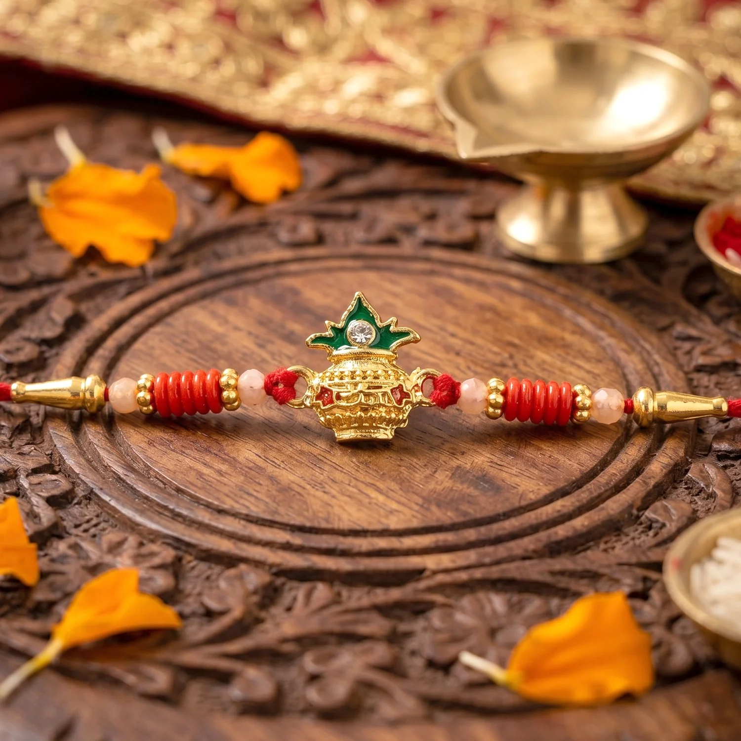 Sacred Kalash (Mangal Kalash) Designer Rakhi - Image 4