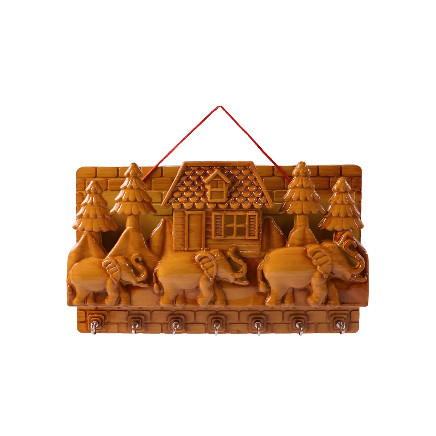 Safari Home Decorative Wall Key Holder with Storage Shelf & Multi Hooks - Image 5