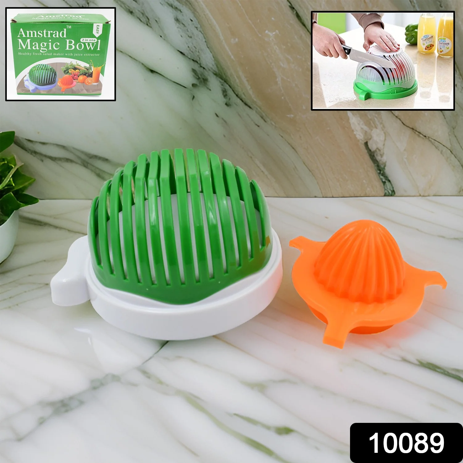 2 In 1 Salad Cutter Bowl with Lemon Squeezer Citrus Juicer (1 Pc) - Image 2