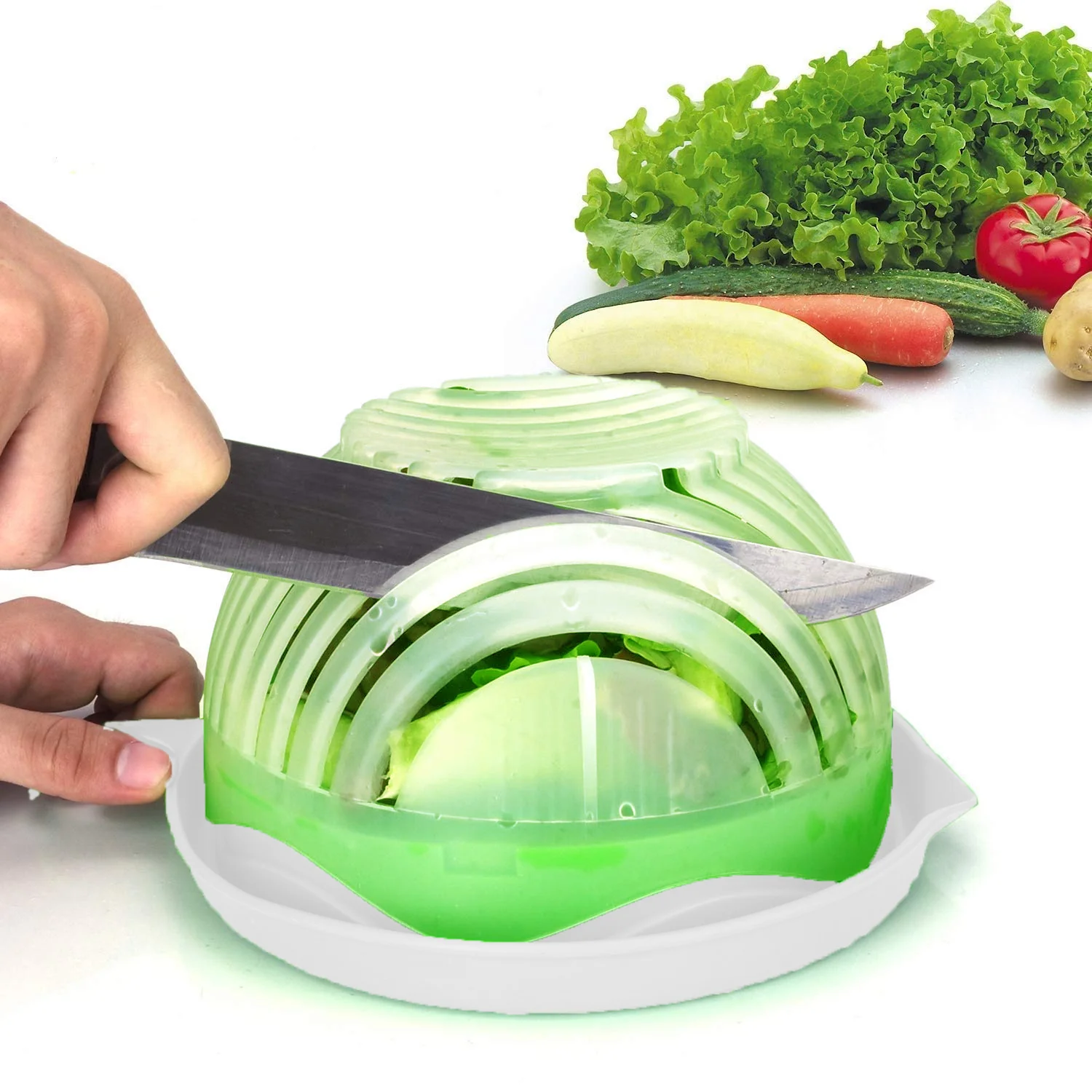2 In 1 Salad Cutter Bowl with Lemon Squeezer Citrus Juicer (1 Pc) - Image 4