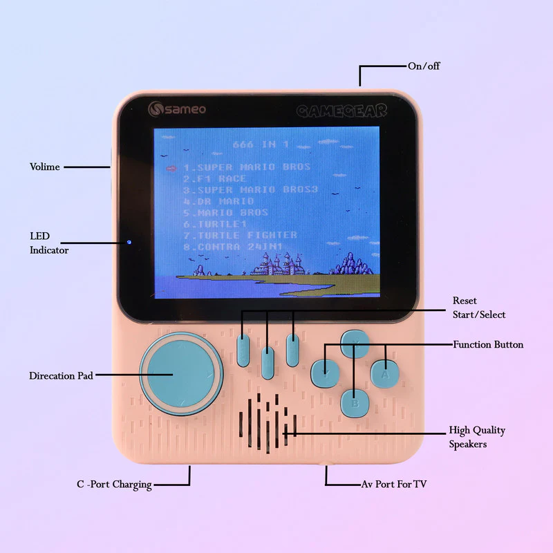 Sameo GameGear Retro Handheld Console with 666 Built-in Games Portable Device - Image 7