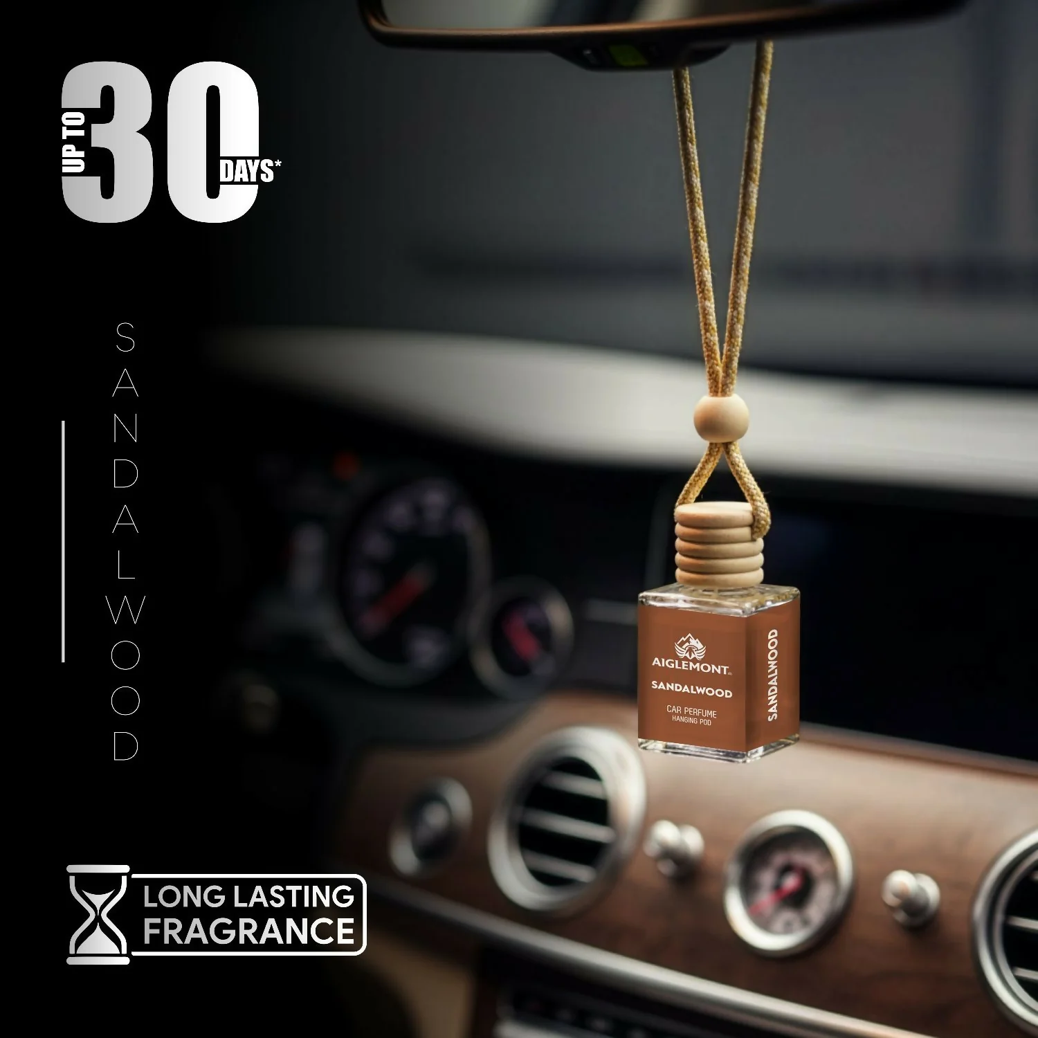 Sandalwood Car Perfume Hanging Pod Long Lasting Air Freshener Premium (10ml) - Image 3