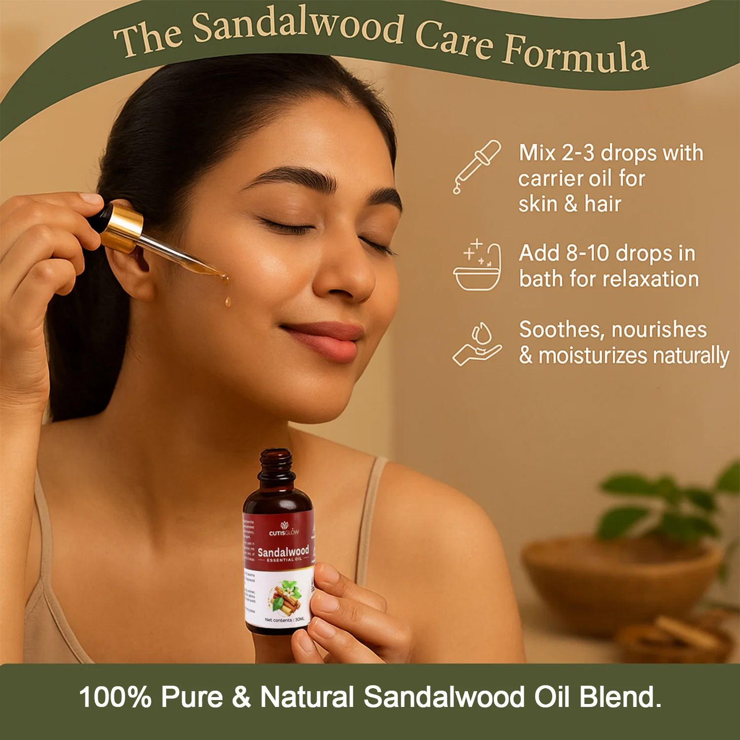 Eyelet Sandalwood Essential Oil – 100% Pure Natural Aromatherapy Oil (30ml) - Image 2
