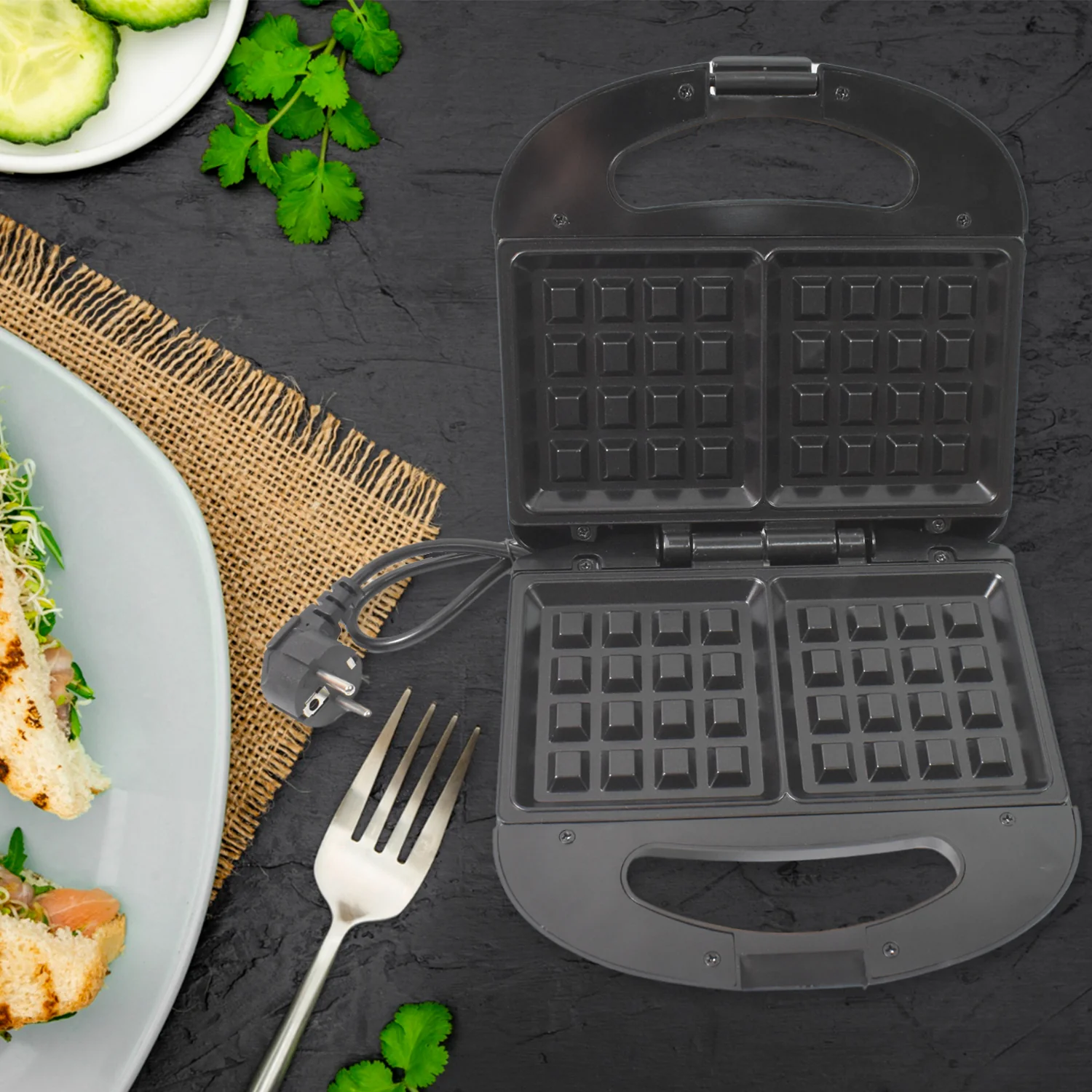 Sandwich Maker – Makes 2 Square Sandwiches, Non-Stick Plates, Easy to Clean - Image 4