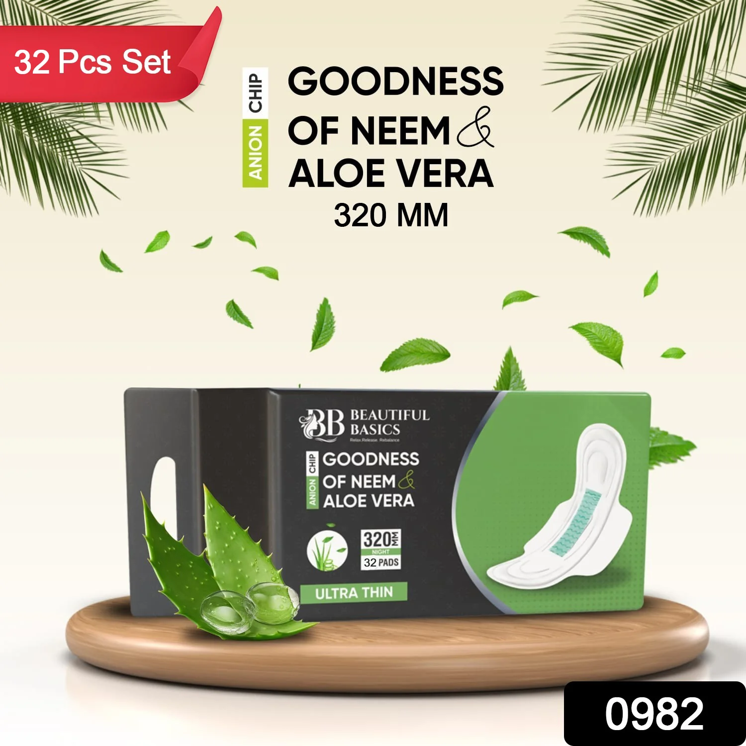 Ultra Thin Sanitary Pads with Neem & Aloe Vera (32 Pads) - Image 2