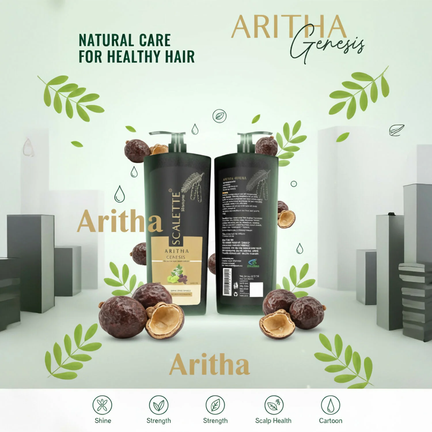 Scalette Aritha Genesis Shampoo With Conditioner In 1, for Natural Care, Shine & Healthy-Looking Hair - Image 3