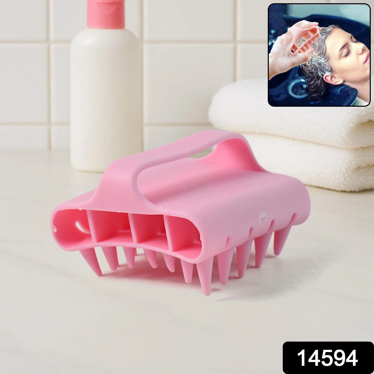 Scalp Massager Shampoo Brush Soft Silicone Hair Washing Comb with Handle - Image 2