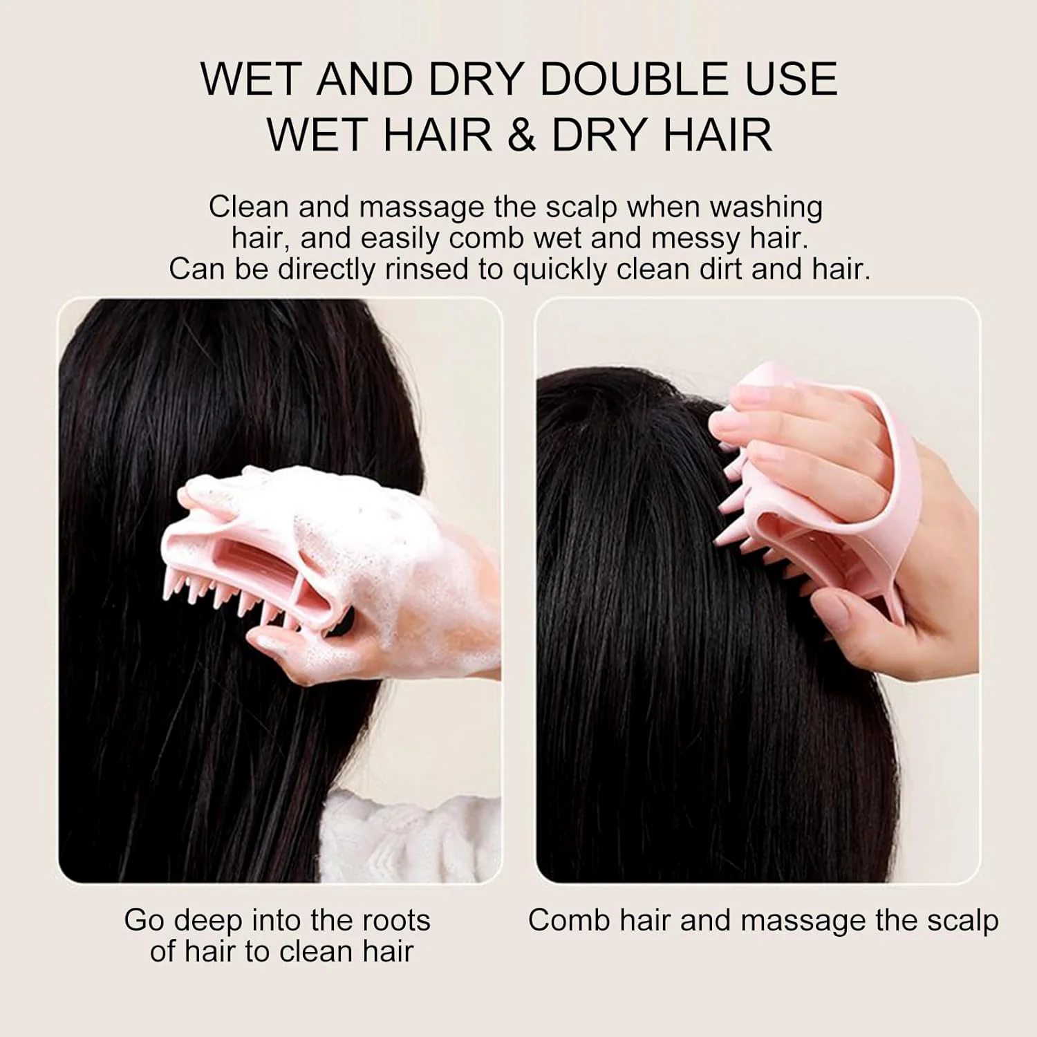 Scalp Massager Shampoo Brush Soft Silicone Hair Washing Comb with Handle - Image 8