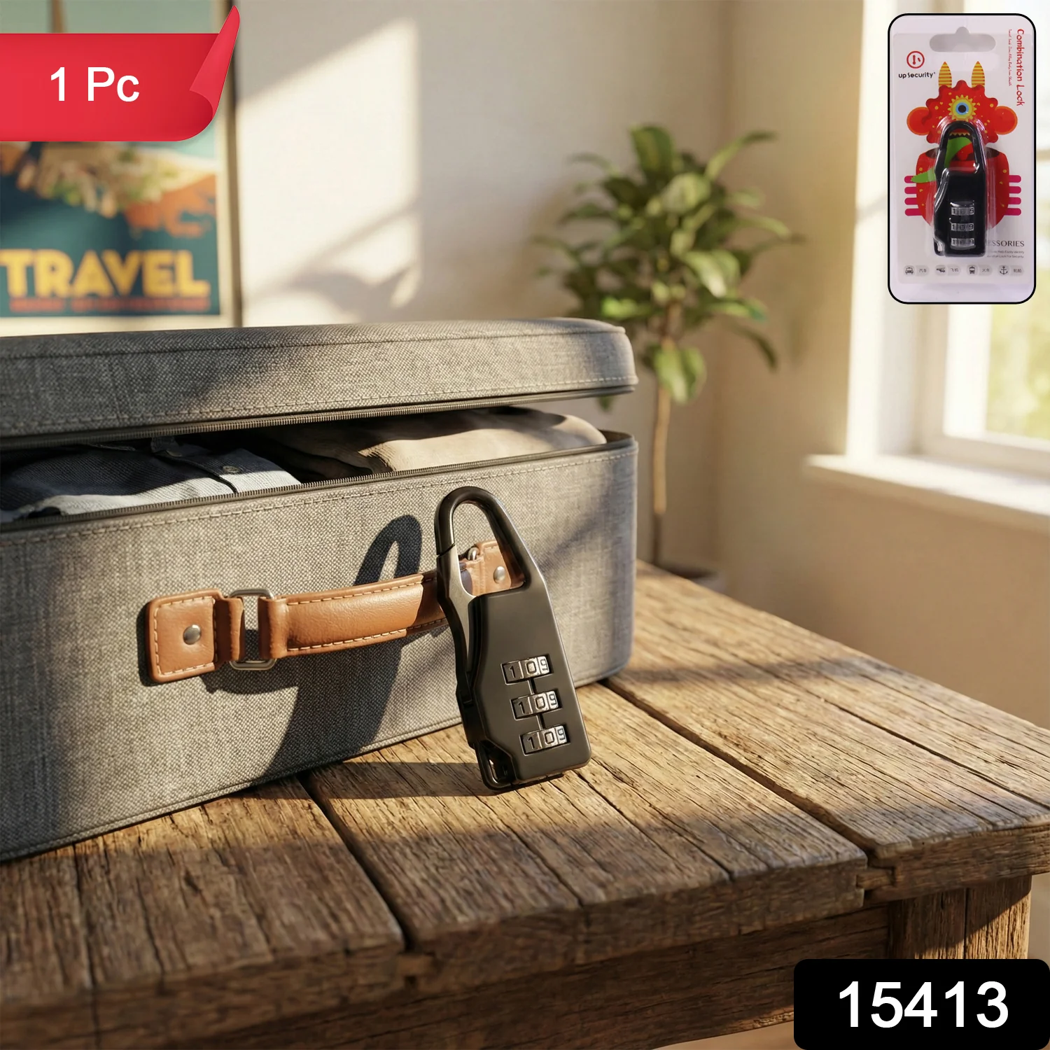 Secure 3-Digit Combination Travel Lock (1 Pc) - Image 2