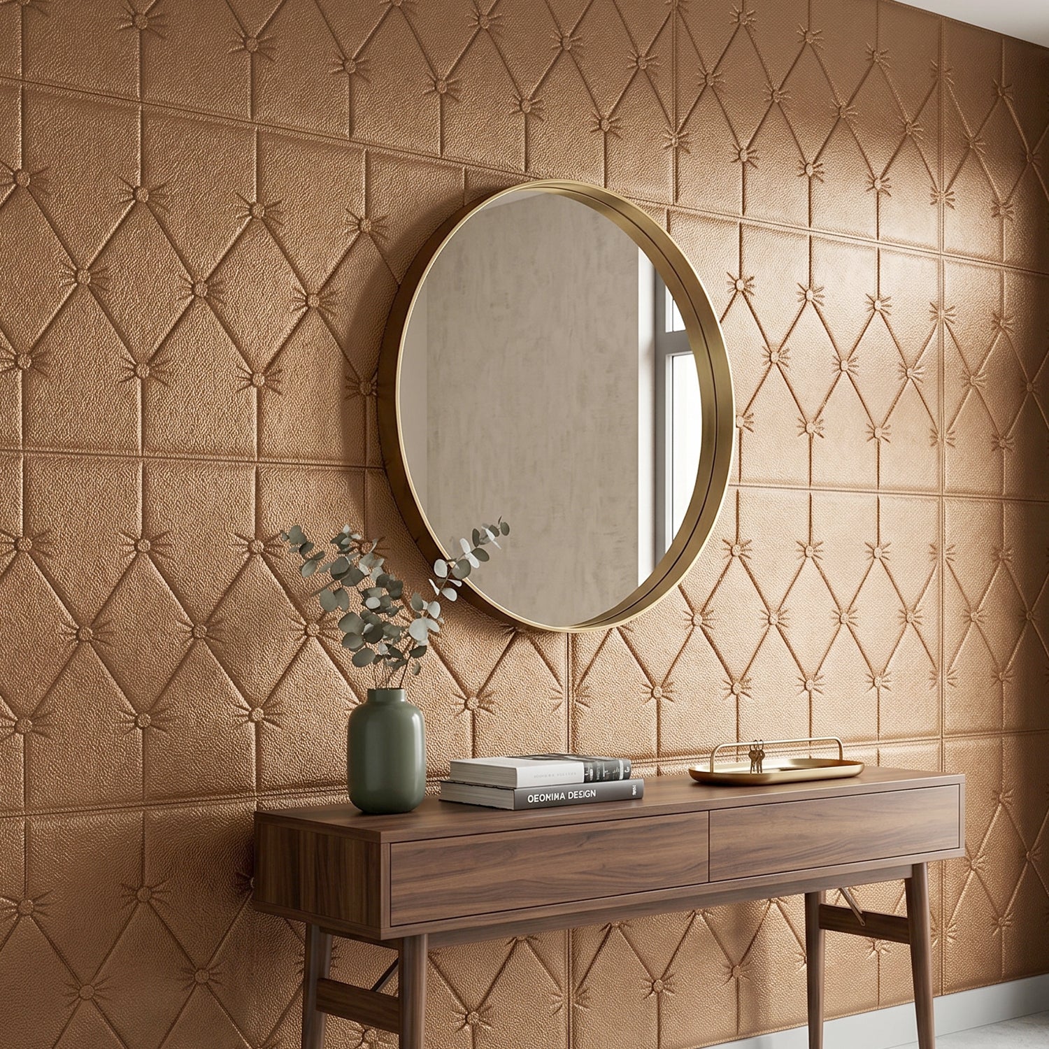 Self Adhesive 3D Foam Wall Panel Cushion Wallpaper (1 Pc, Brown, 69x35 Cm) - Image 4