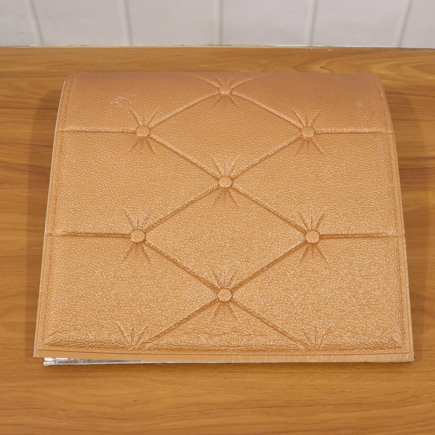 Self Adhesive 3D Foam Wall Panel Cushion Wallpaper (1 Pc, Brown, 69x35 Cm) - Image 9