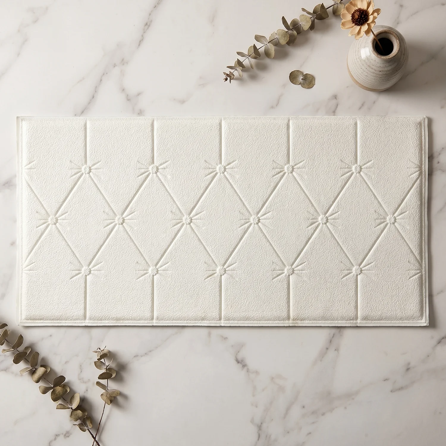 Self Adhesive 3D Foam Wall Panel Cushion Wallpaper (1 Pc, White, 69x35 Cm) - Image 7