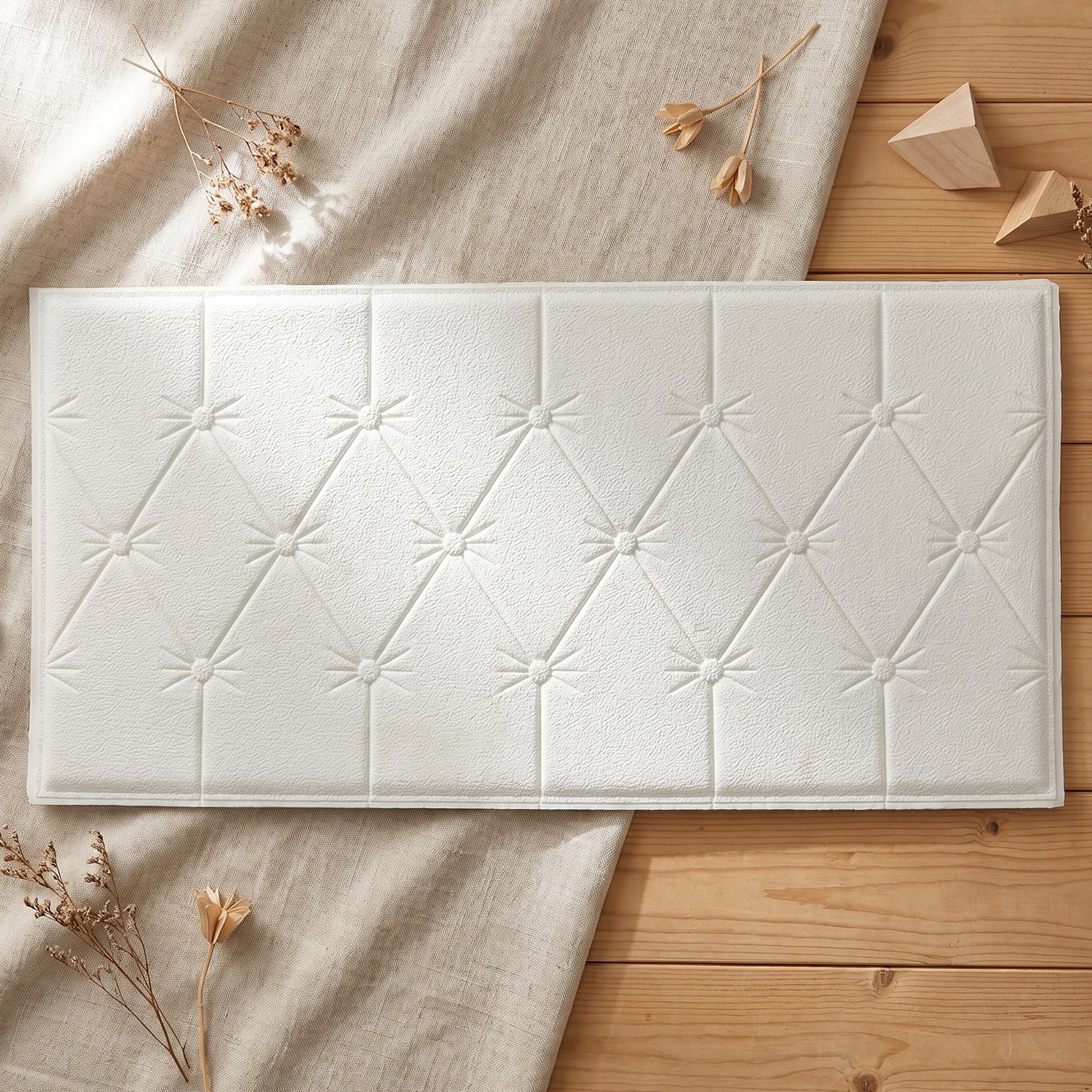 Self Adhesive 3D Foam Wall Panel Cushion Wallpaper (1 Pc, White, 69x35 Cm) - Image 8